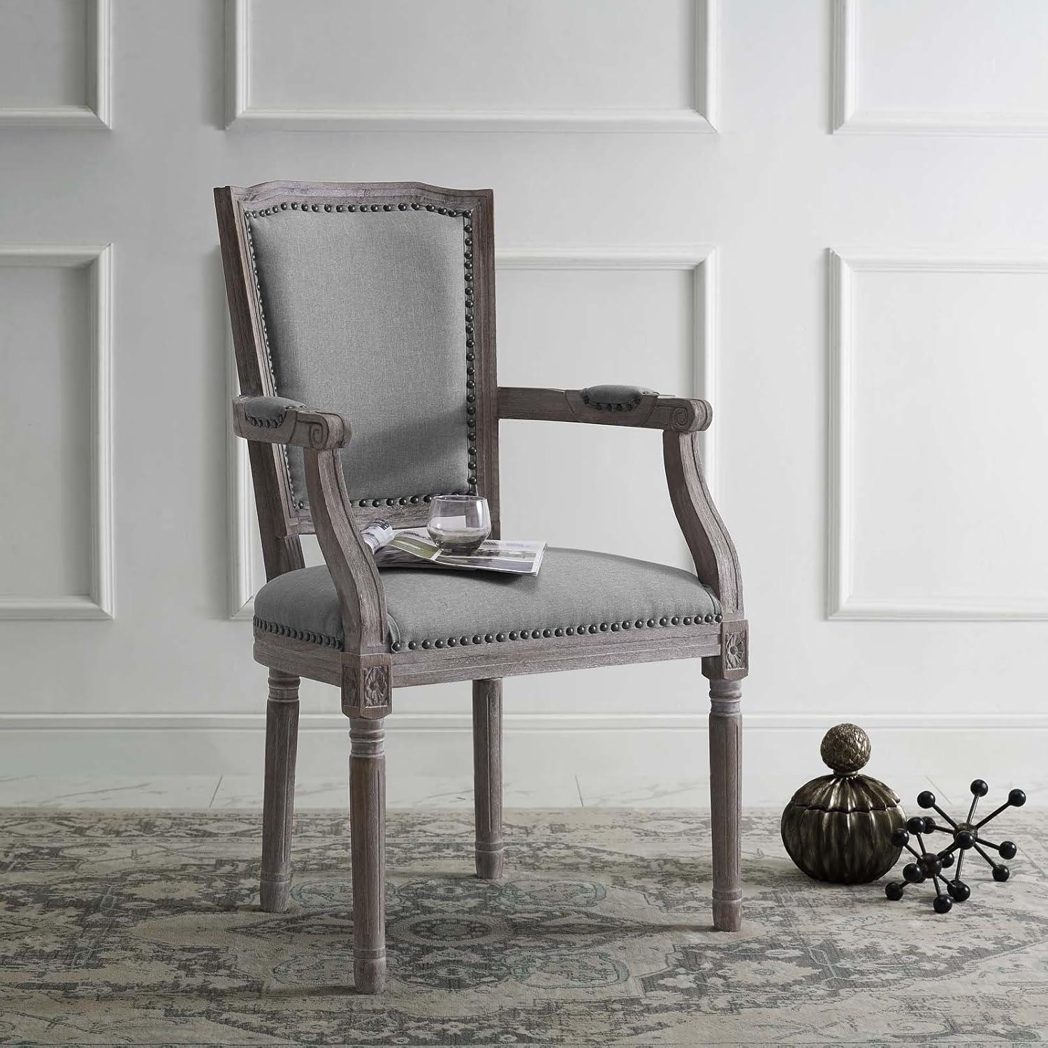 Modway Penchant Vintage French Upholstered Fabric Dining Armchair