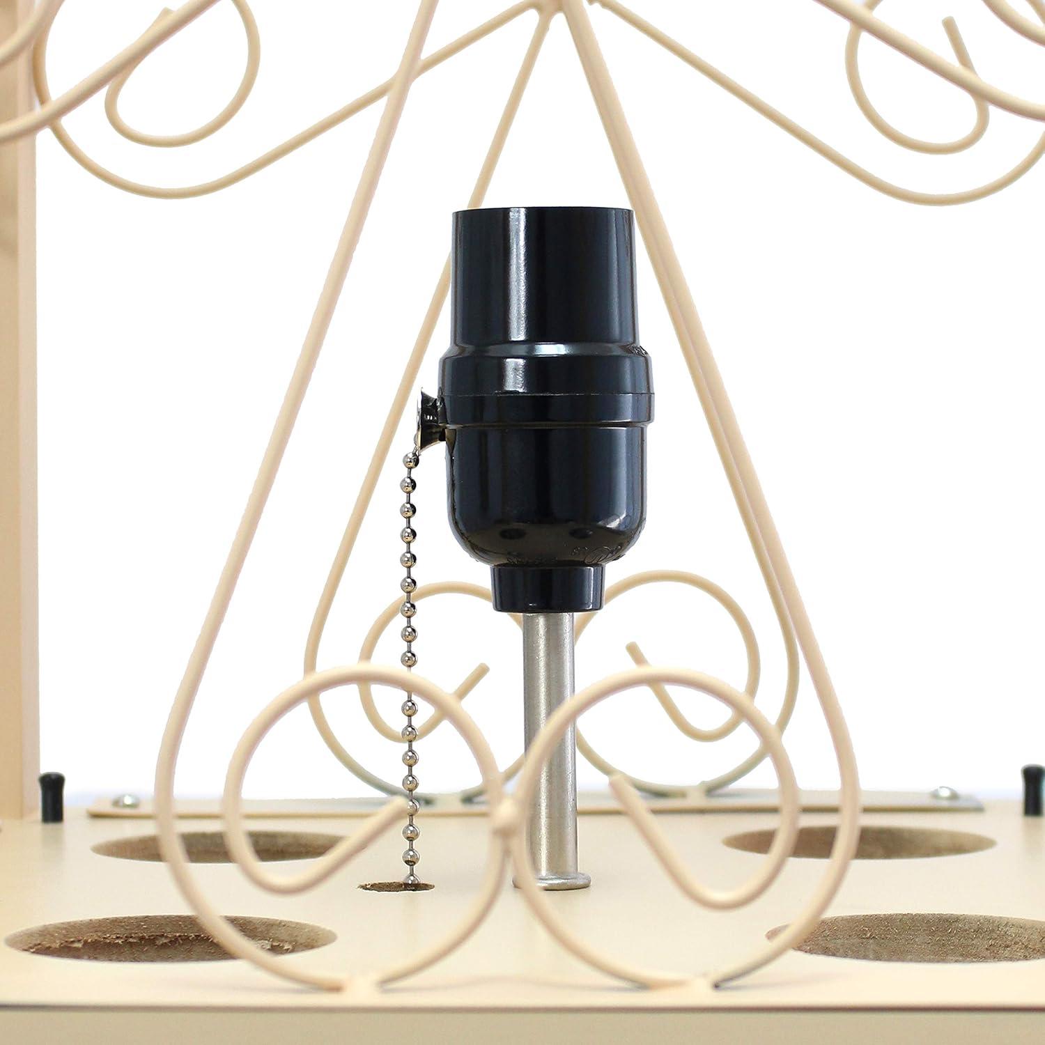 Etagere Organizer Storage Shelf Floor Lamp with Linen Shade Tan - Simple Designs: Modern Electric Wood Composite Lighting