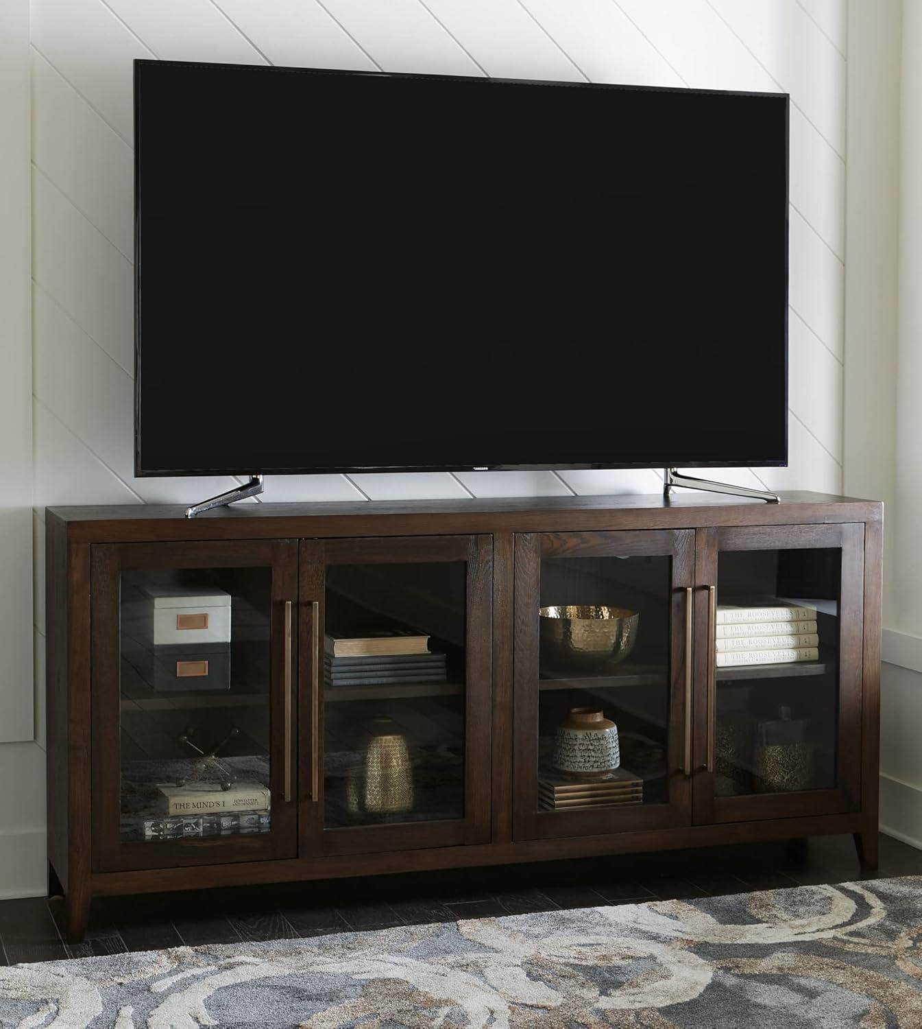 Balintmore 80" Brown Oak Veneer Accent Cabinet with Adjustable Shelving