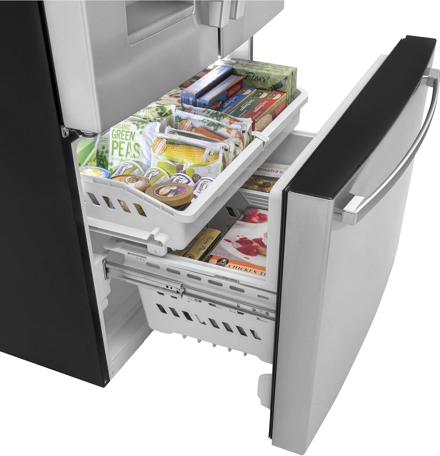 GE Appliances GFE26JYMFS GE Appliances 25.5 Cubic Feet Energy Star Smudge-Resistant French Door Refrigerator with Water and Ice Dispenser