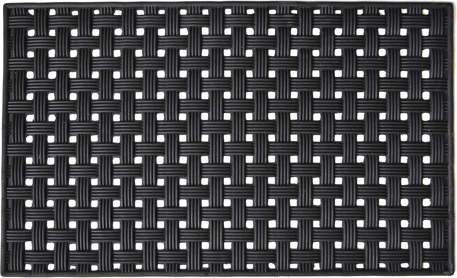 Oscar Weave Black Rubber Rectangular Indoor/Outdoor Decorative Doormat