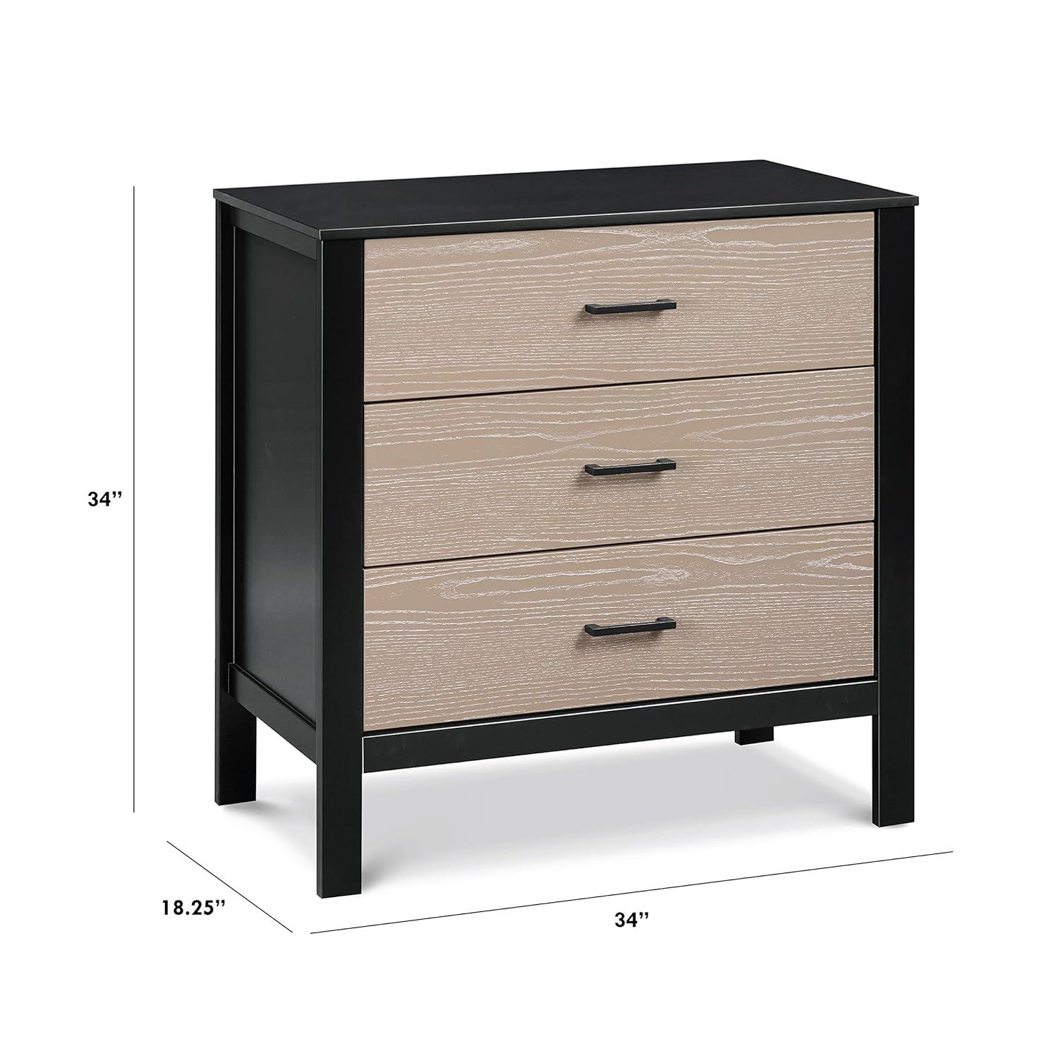 Modern Farmhouse Black and Coastwood 3-Drawer Nursery Dresser