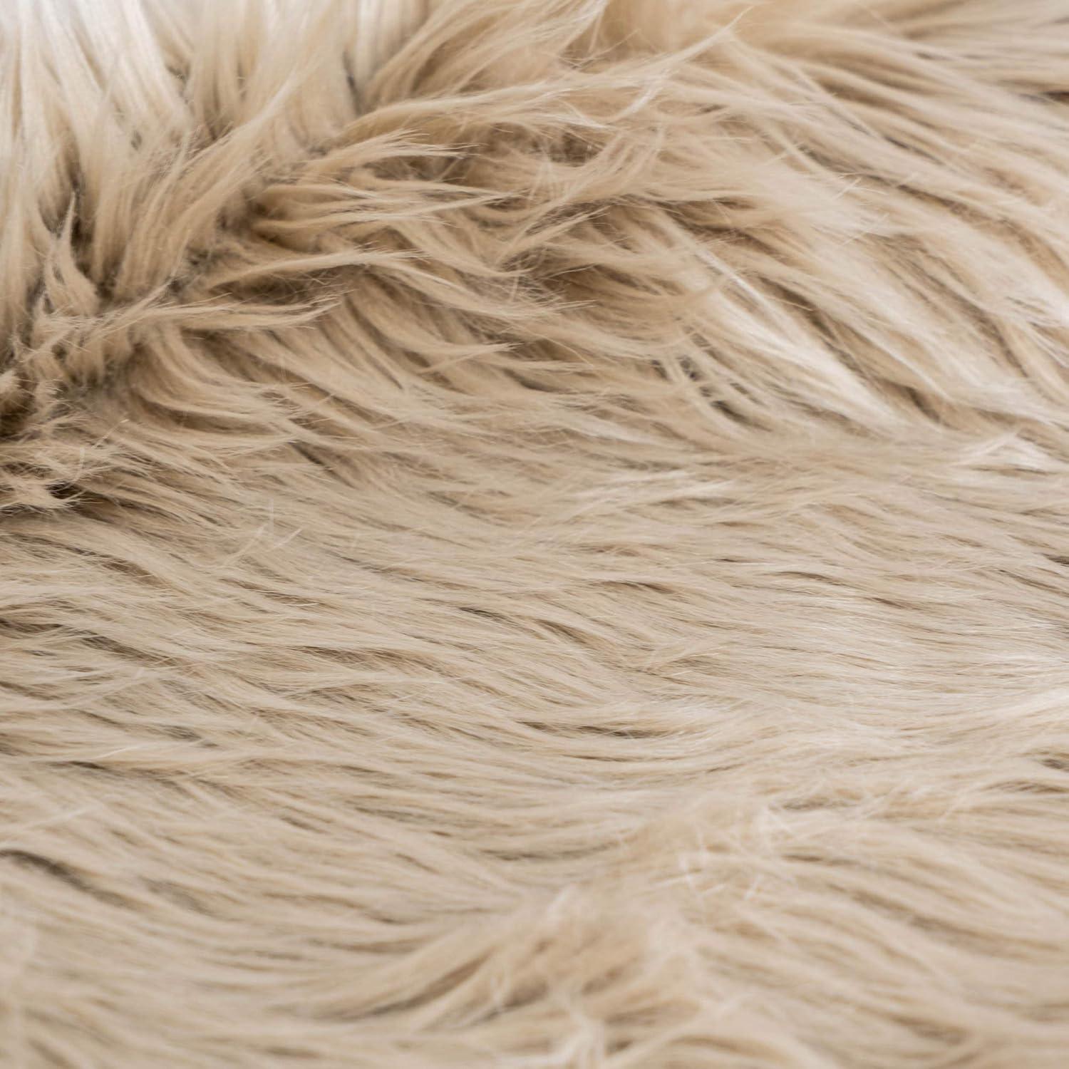 Ultra Soft Faux Sheepskin Fur Shag Rug Light Brown 6' x 9'