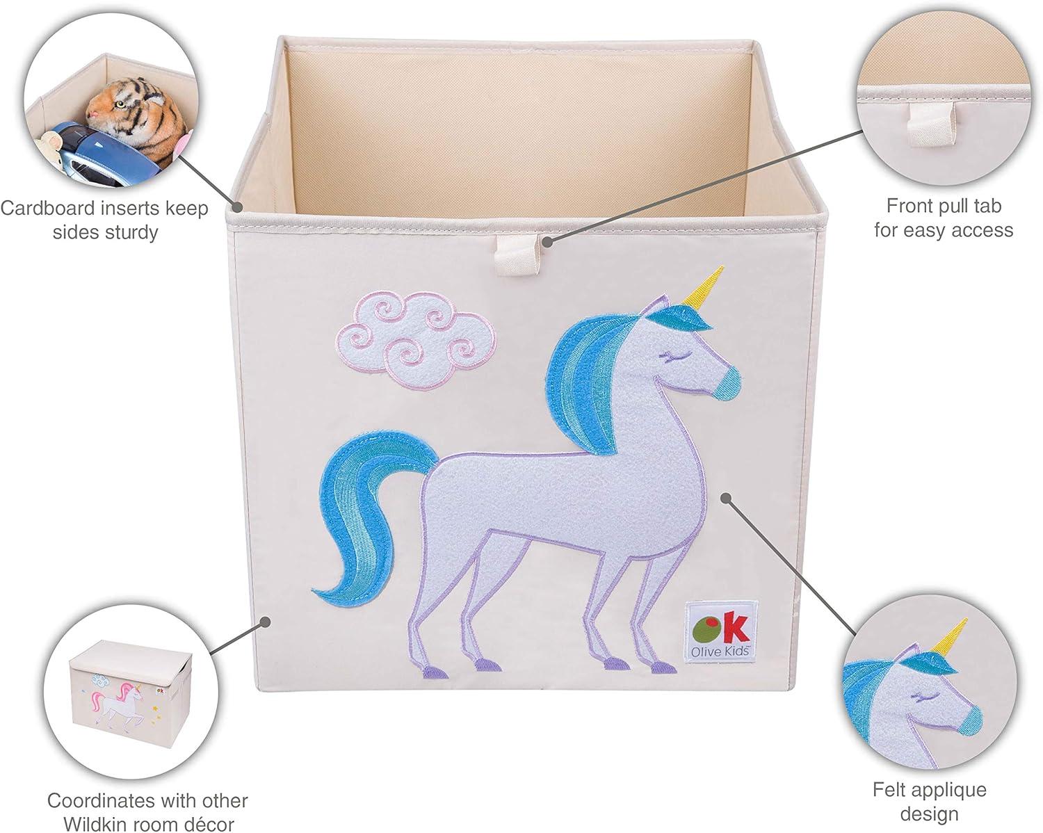 Unicorn Themed Purple Fabric Kids Storage Cube