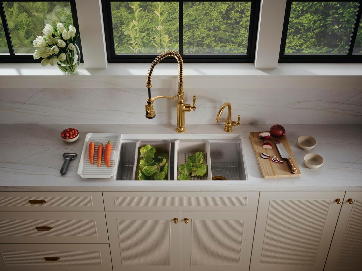 Strive® 32" L x 18.25" W Undermount Single Bowl Kitchen Sink with Basin Rack