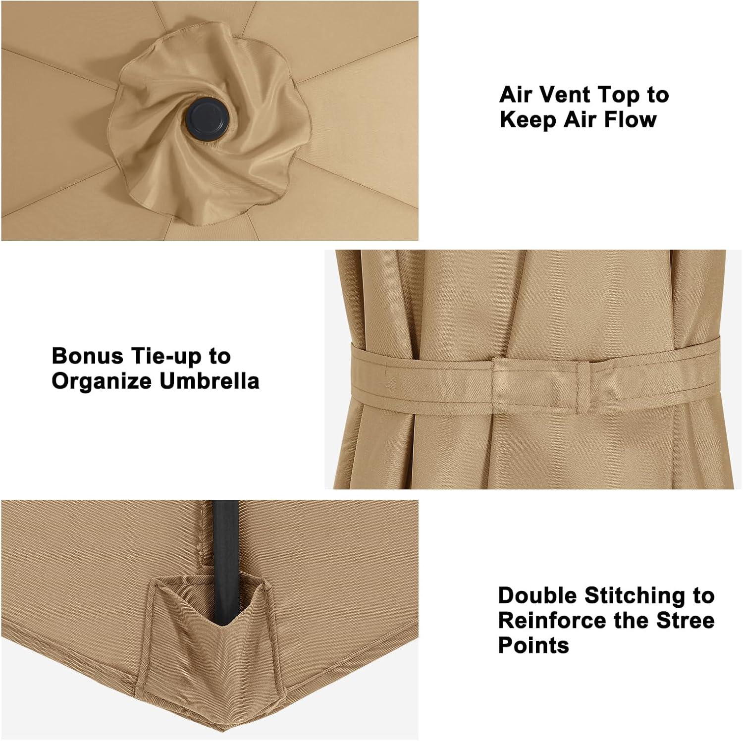 Replacement 9ft Umbrella Canopy - Fits 8-Rib Frames, Creamy White