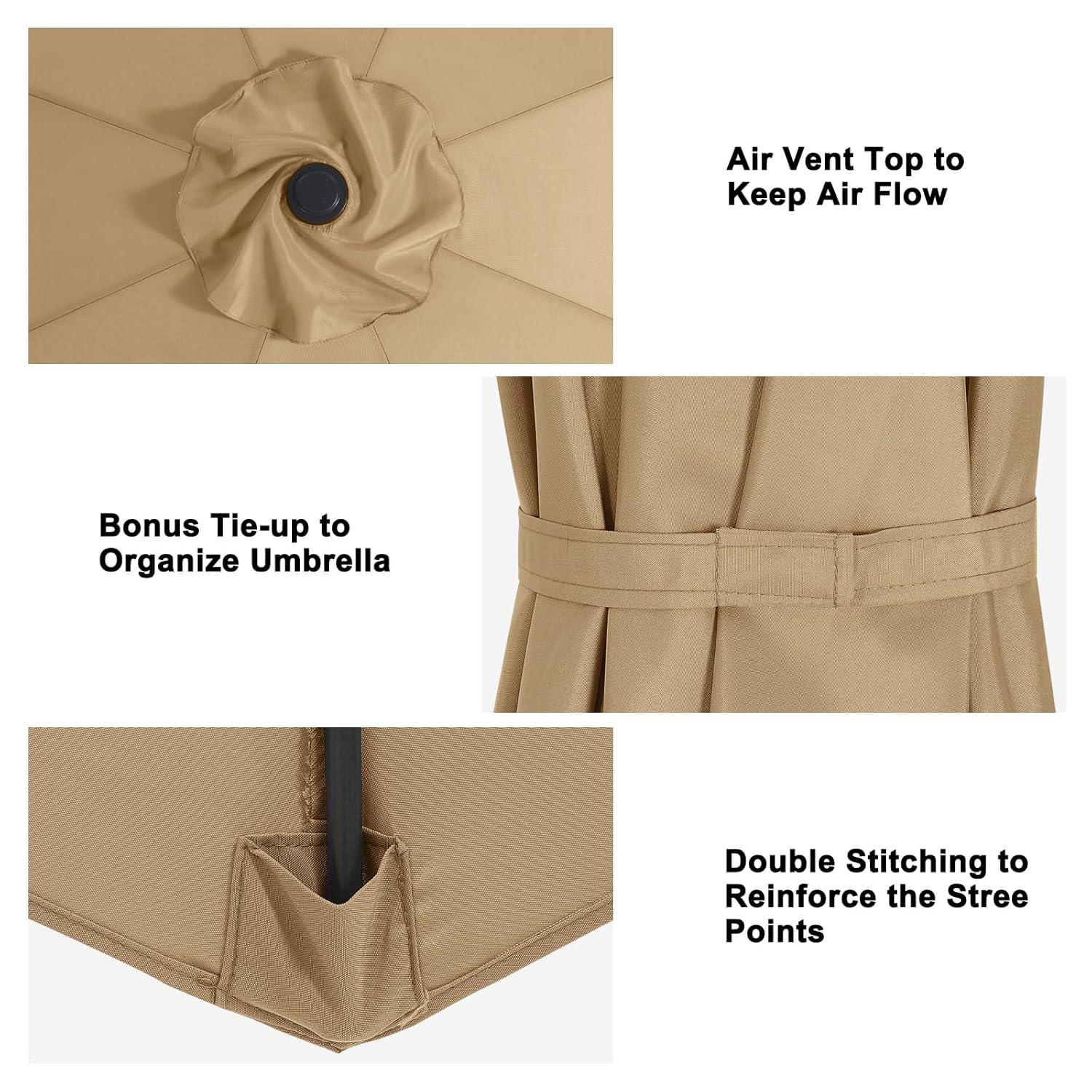 Replacement 9ft Umbrella Canopy - Fits 8-Rib Frames, Creamy White