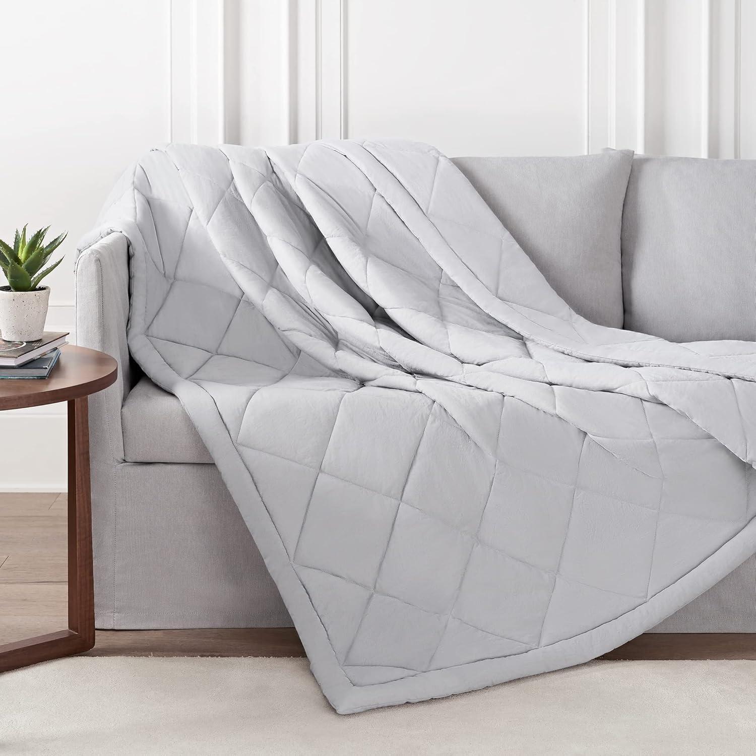 Twin Light Gray Polyester Reversible Cooling Blanket