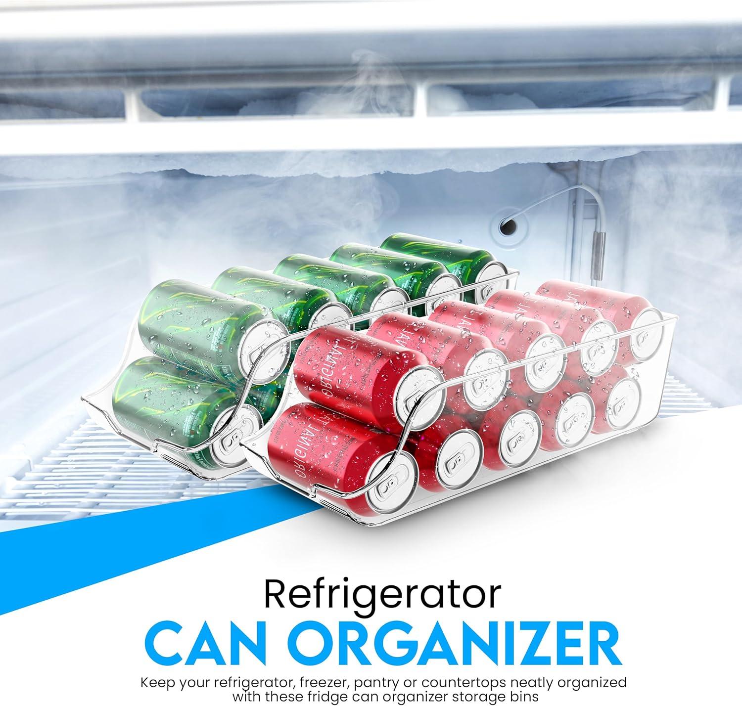 Can Organizer For Pantry (Pack of 2) - Soda Can Storage Organizer Pantry, Fridge & Freezer Organization - Holds Food & Soup Can (Clear)