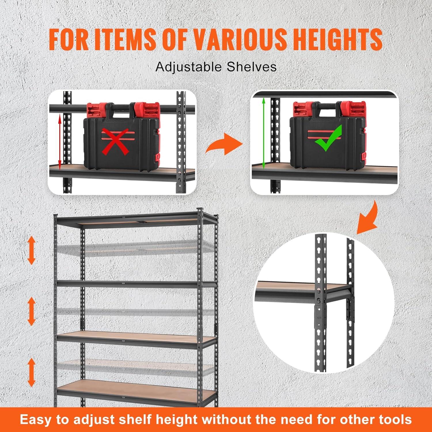 SKYSHALO 2000 lbs Storage Shelving Unit Garage Storage Rack 5-Tier Adjustable Load