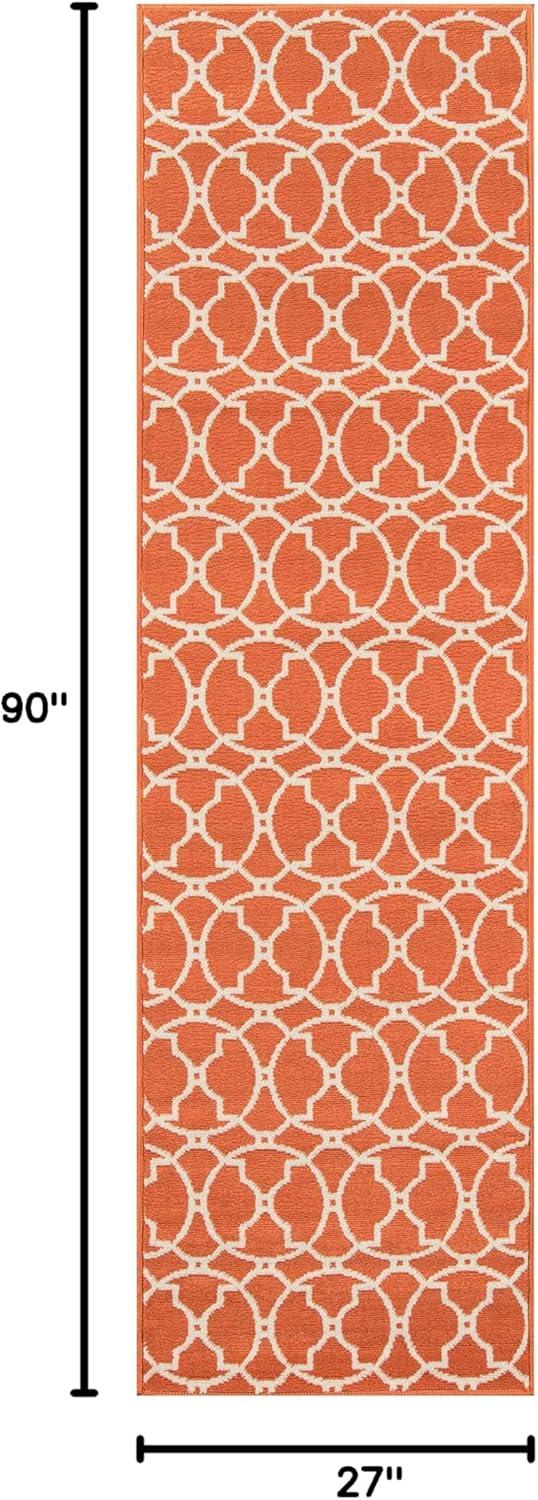 Baja Orange Geometric Indoor/Outdoor Runner Rug