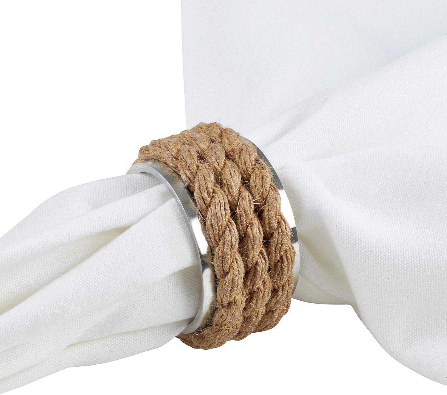 Saro Lifestyle Rope Napkin Ring, Natural (Set of 4)