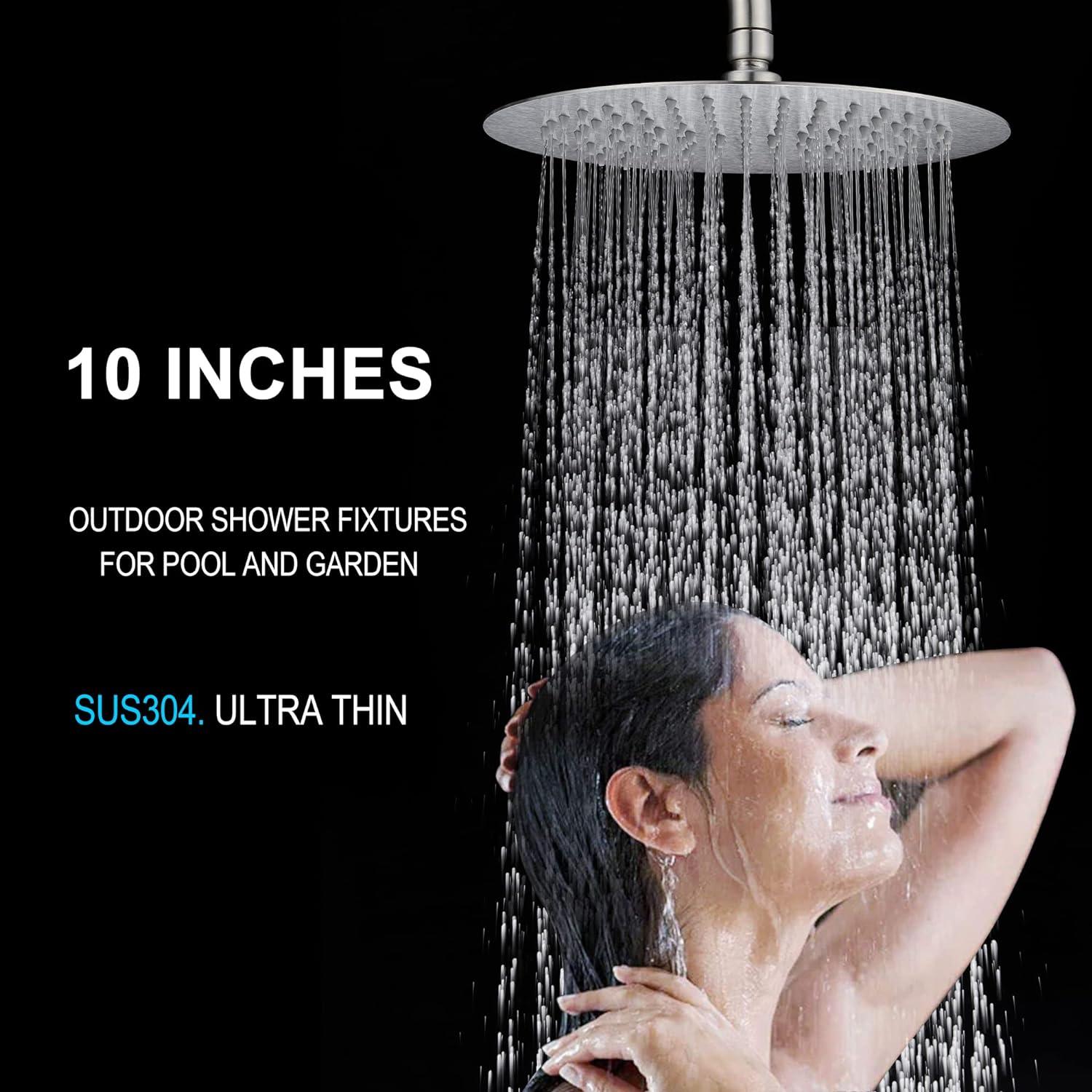 Outdoor Shower Fixture SUS304 Shower Faucet Combo Set Stainless Steel 8 Rainfall Shower Head