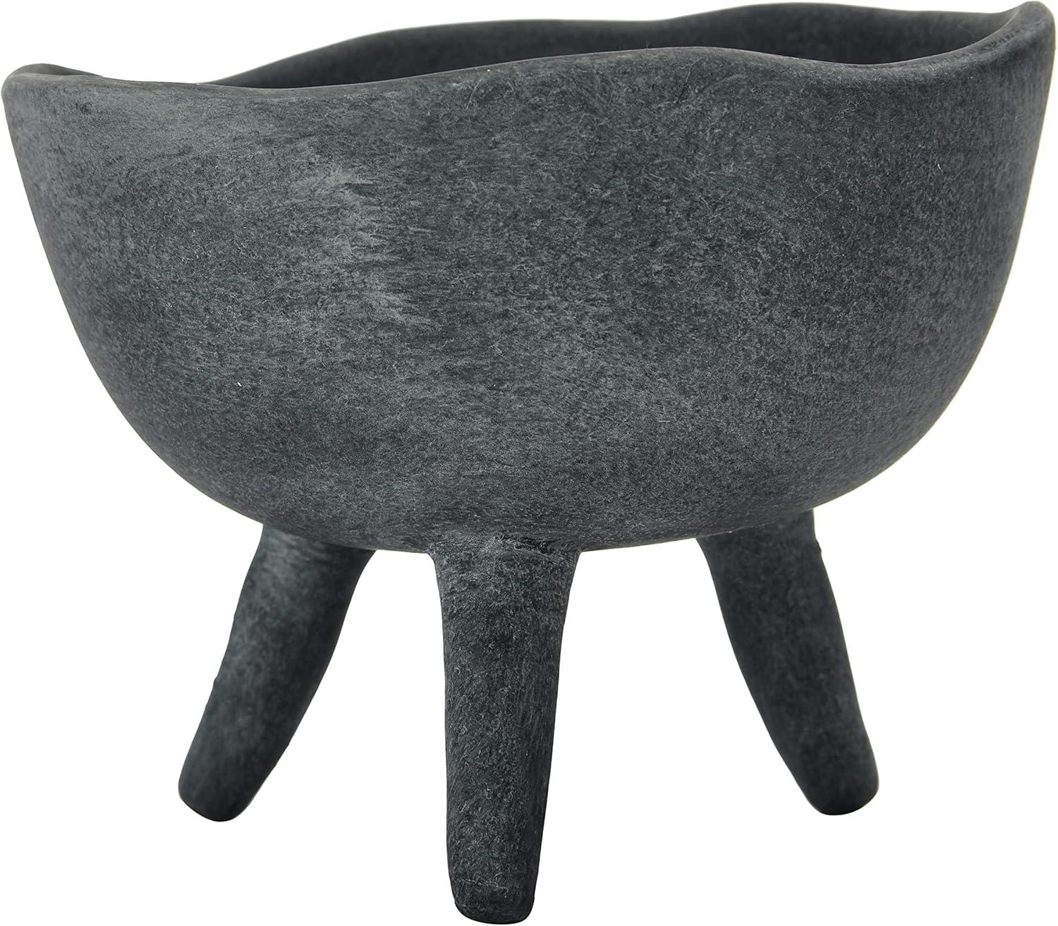 Creative Co-Op Boho Terracotta Footed Bowl, Matte Black