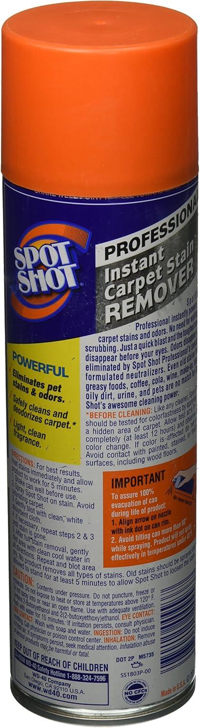 Spot Shot Professional Instant Carpet Stain Remover 18 oz Aerosol Spray, 12/Carton