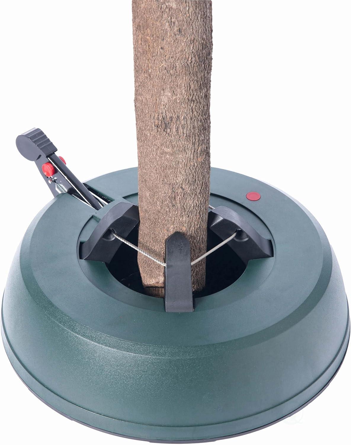 Gardenised, Automatic Plastic Green Foot Pedal Christmas Tree Stand, Large 14.5-inch Dia x 3.5-inch Height