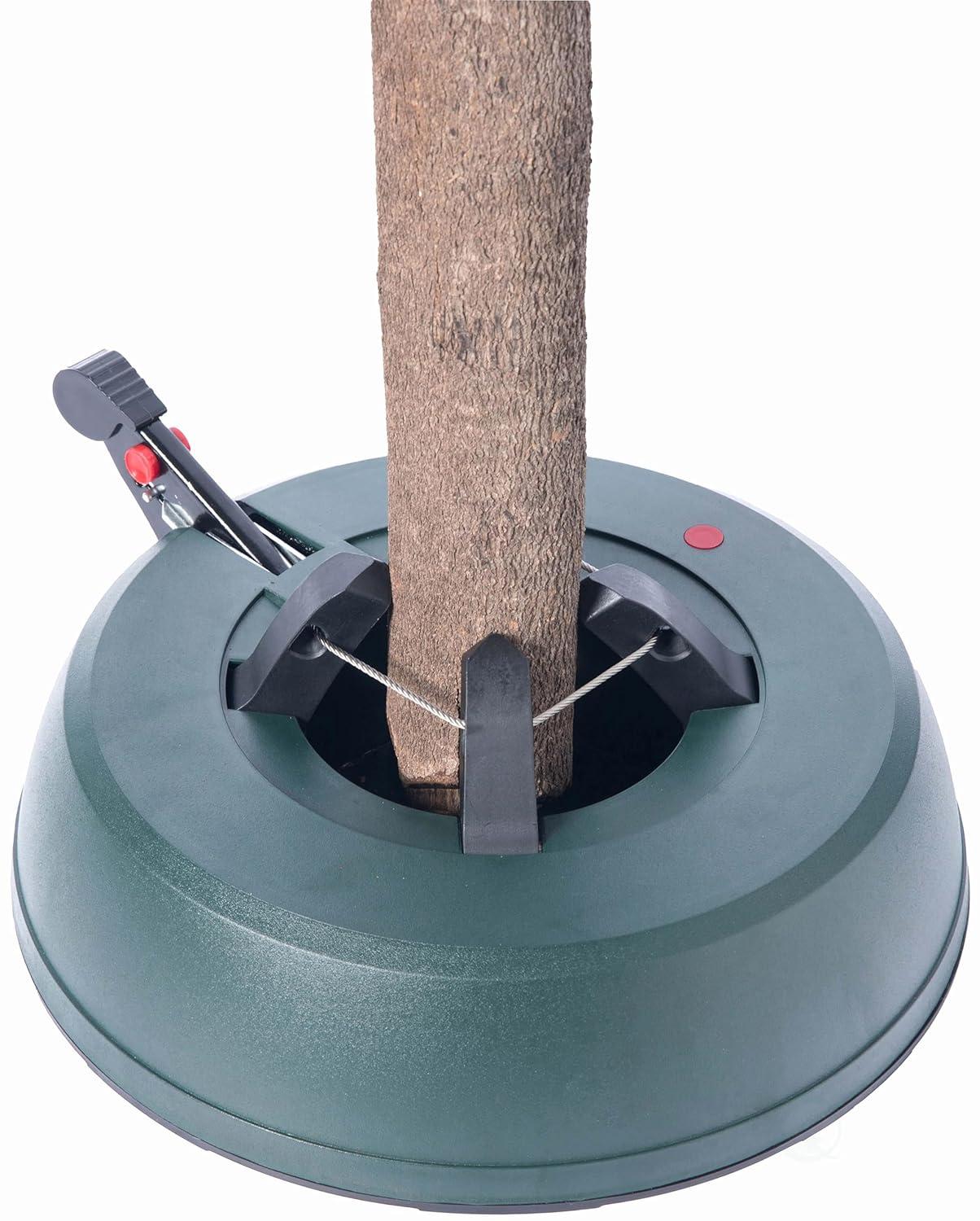 Gardenised, Automatic Plastic Green Foot Pedal Christmas Tree Stand, Large 14.5-inch Dia x 3.5-inch Height