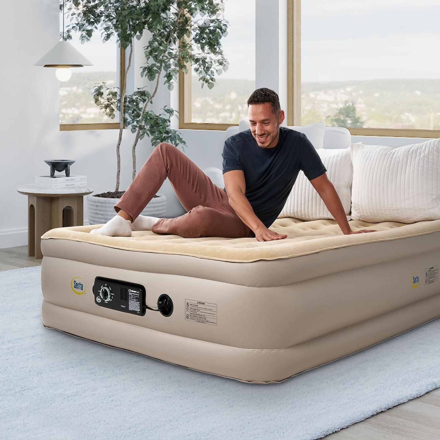 Serta 16" Raised Queen Luxury Air Mattress with Internal Ac Pump