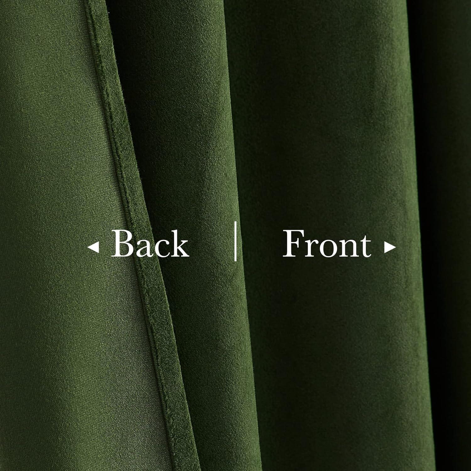 StangH Moss Green Curtains for Living Room, Super Soft Luxury Velvet Room Darkening Drapes 102 inches Long Christmas Holiday Home Decor for Bedroom/Laundry, W52 x L102, 2 Panels