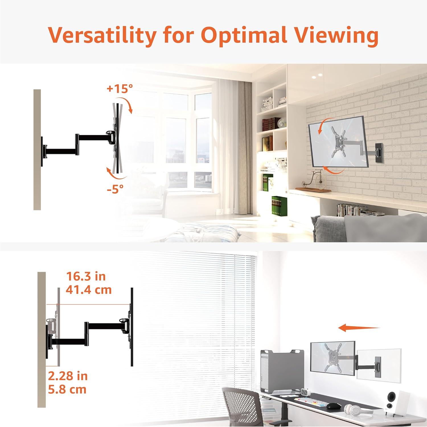 Black Full Motion TV Wall Mount for 12" to 40" TVs