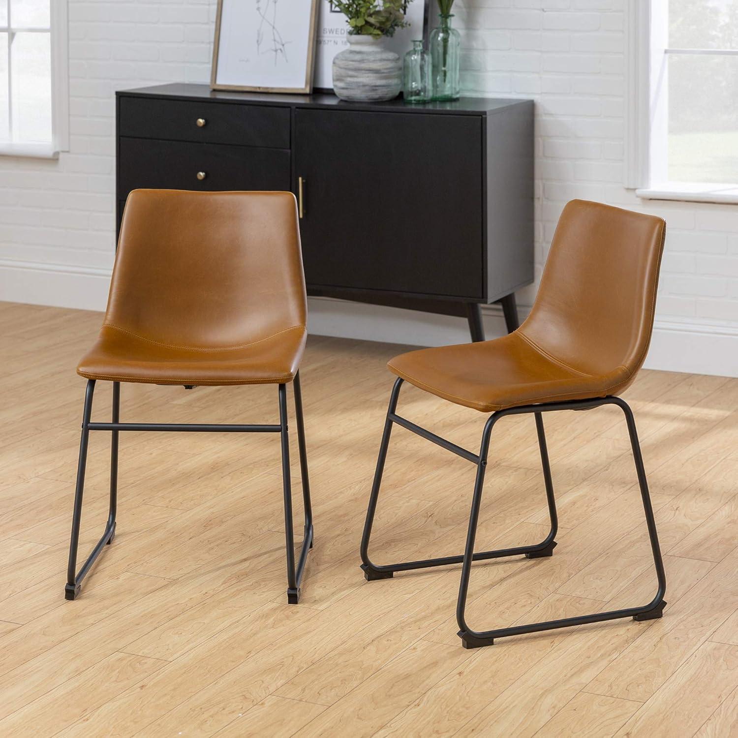 Dayton Urban Industrial Gray Faux Leather Dining Chair, Set of 2