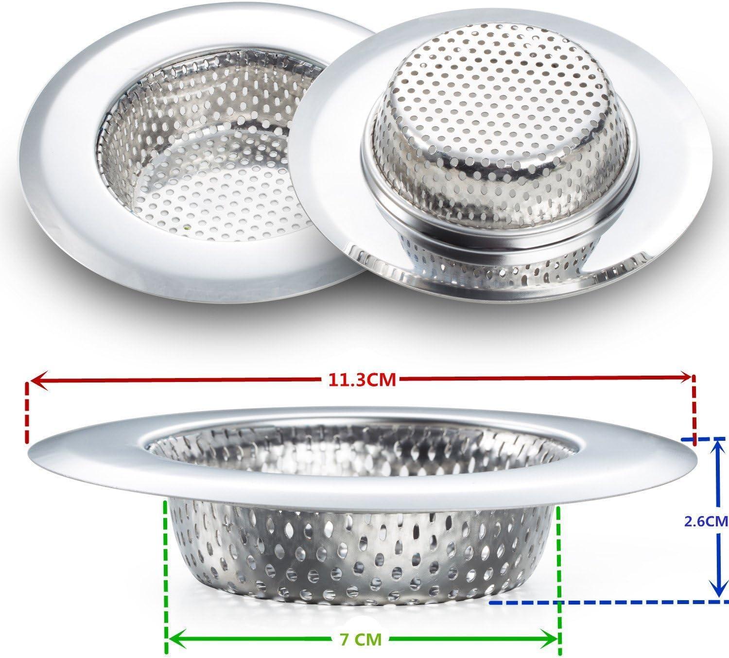 Everenty Kitchen Sink Strainer Basket Stainless Steel Sink Drain Filter Kitchen Tools and Gadgets Large Wide Rim 4.5 Inch Diameter?2 PCS?