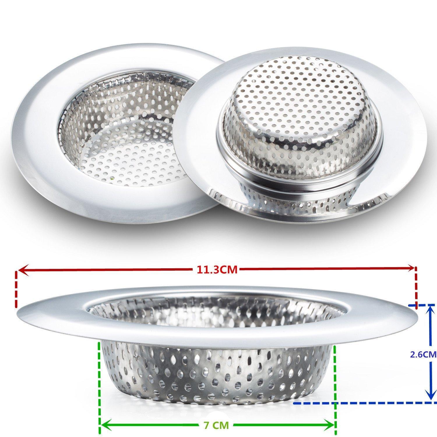 Everenty Kitchen Sink Strainer Basket Stainless Steel Sink Drain Filter Kitchen Tools and Gadgets Large Wide Rim 4.5 Inch Diameter?2 PCS?