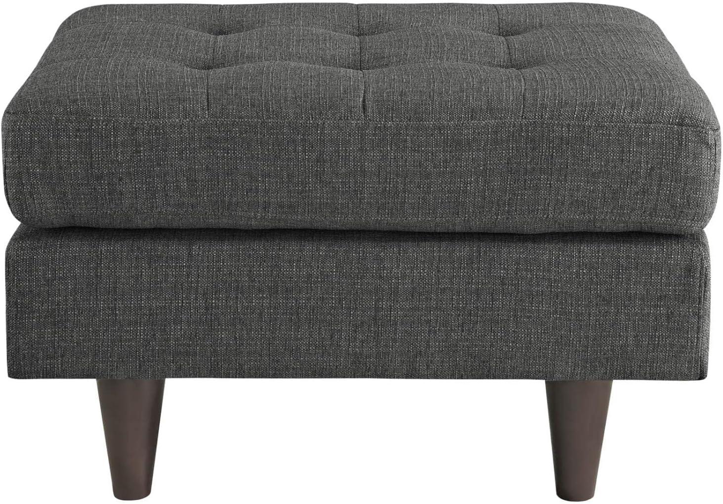 Empress Mid-Century Modern Tufted Ottoman in Wheatgrass Gray