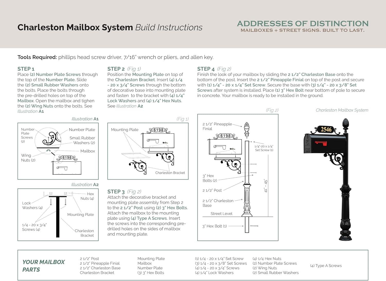 4ever products charleston mailbox with post included