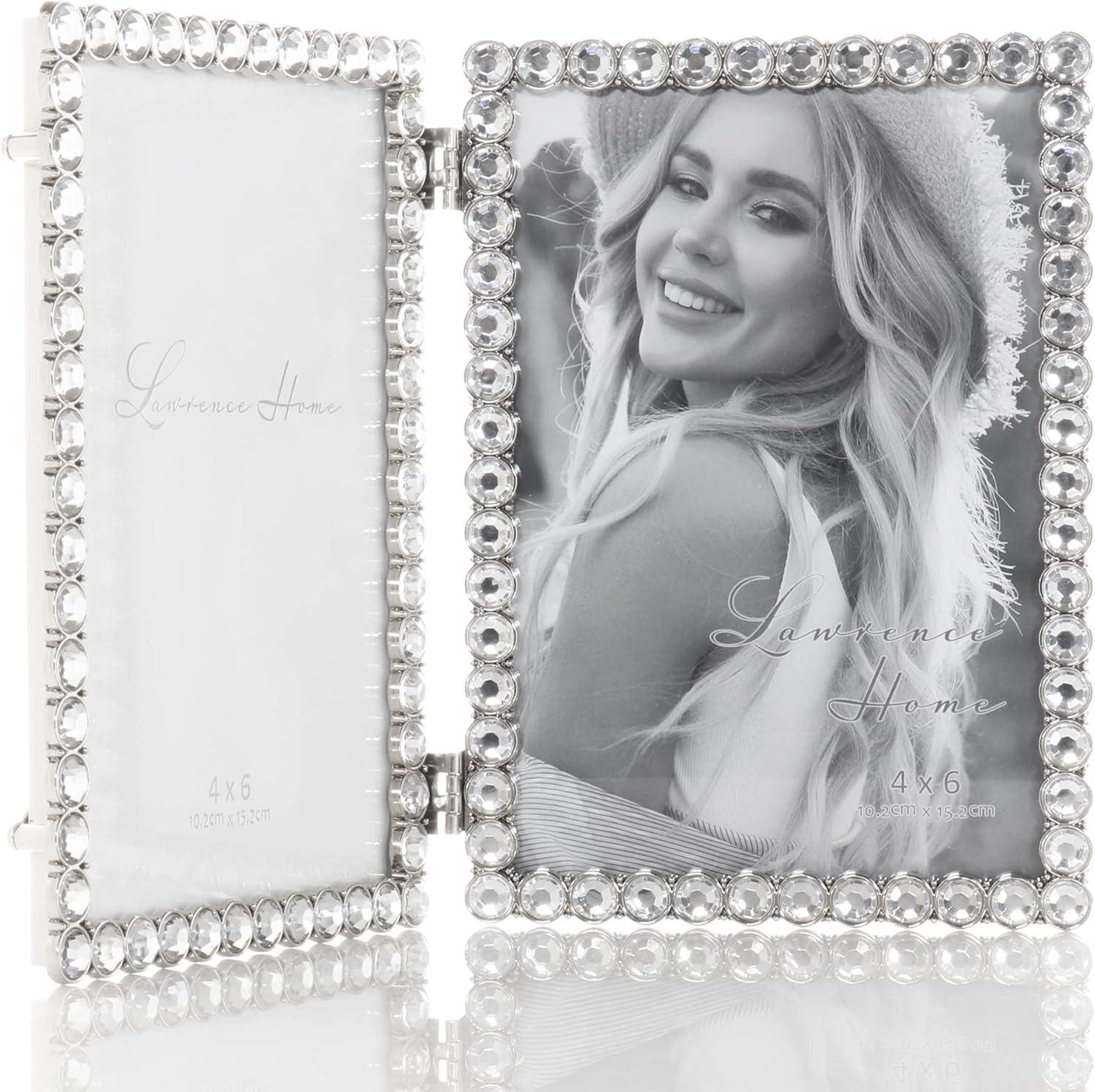 4x6 Silver Metal Sparkle Double Frame - Clear Brilliance