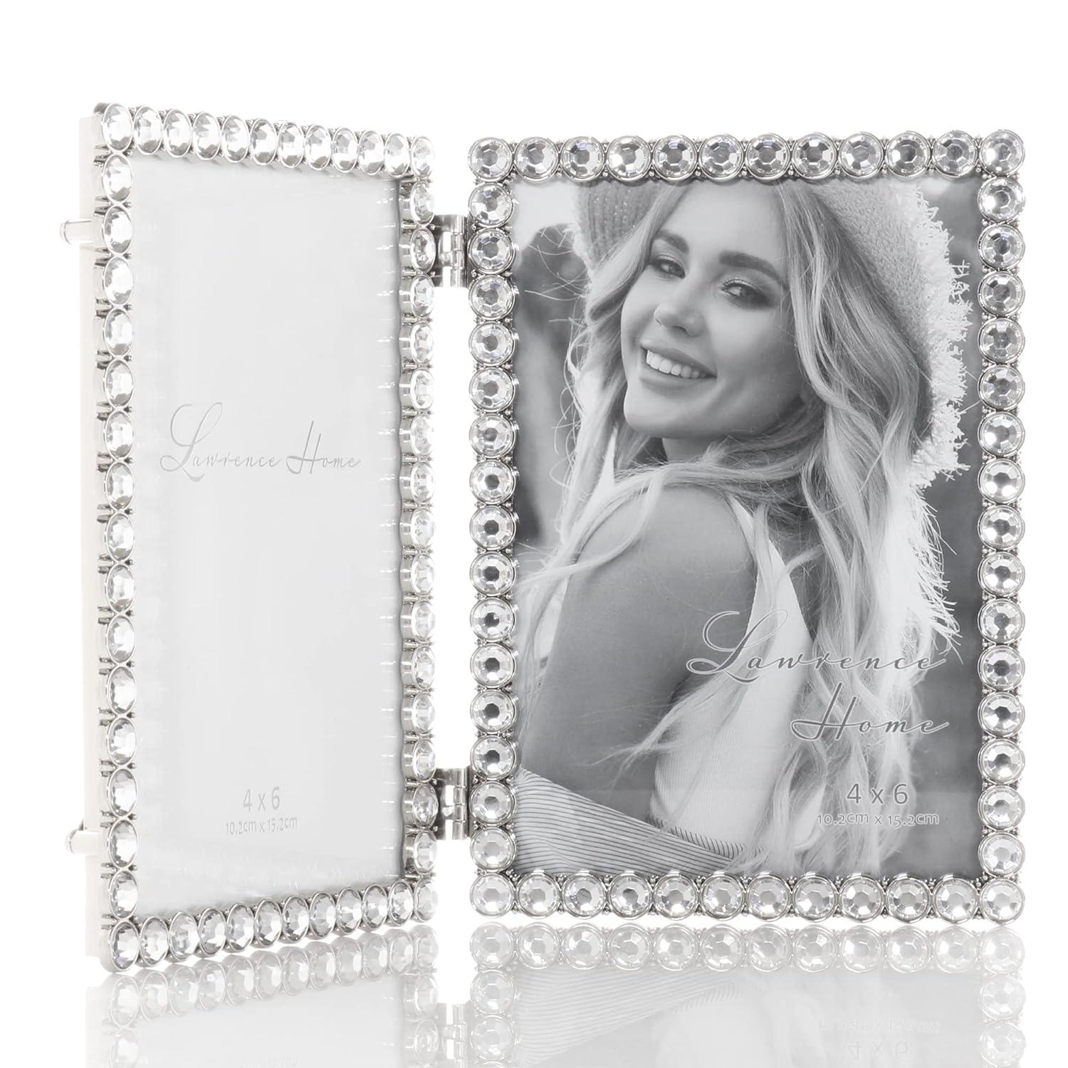 4x6 Silver Metal Sparkle Double Frame - Clear Brilliance