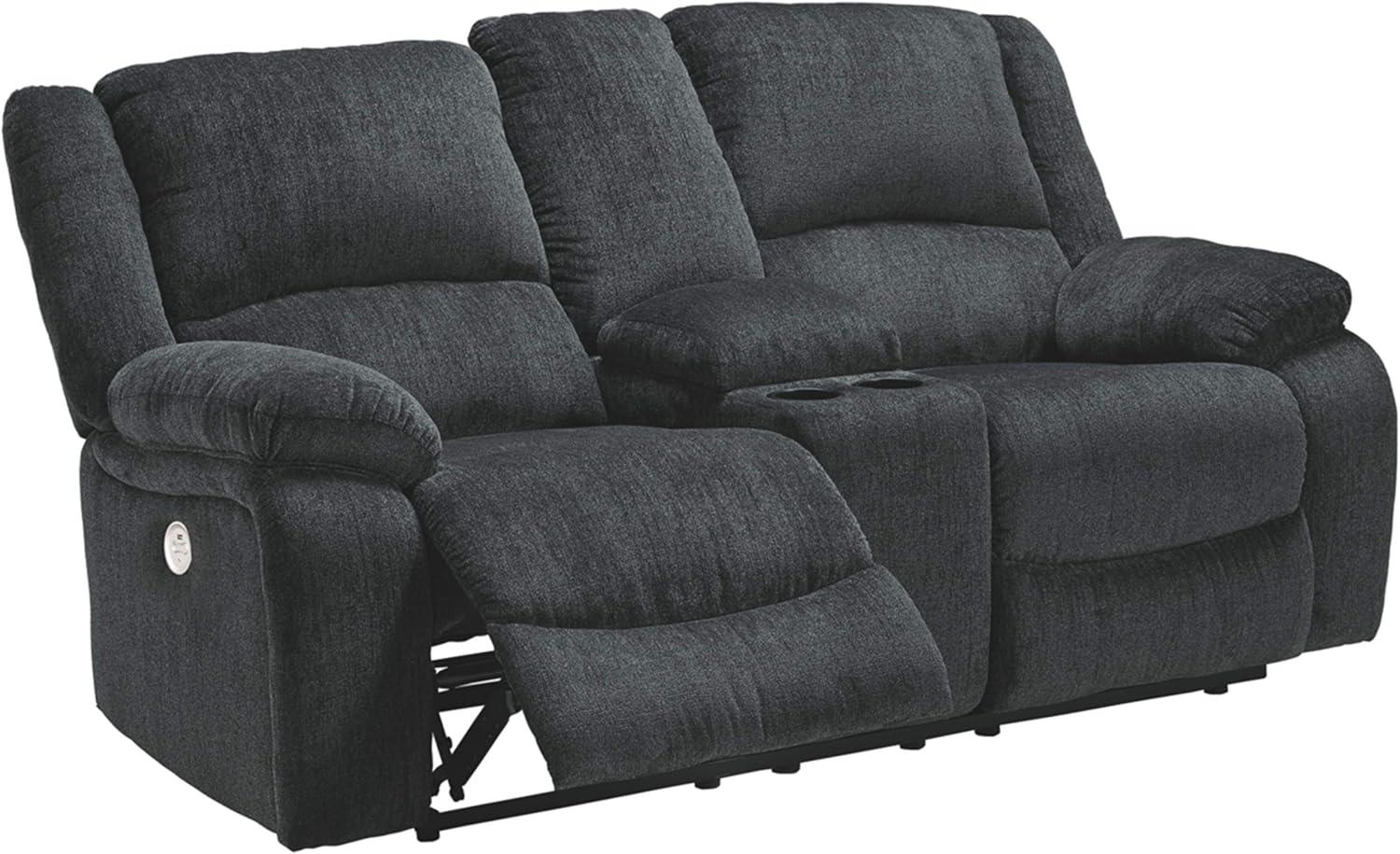 Signature Design by Ashley Draycoll Power Reclining Loveseat in Slate