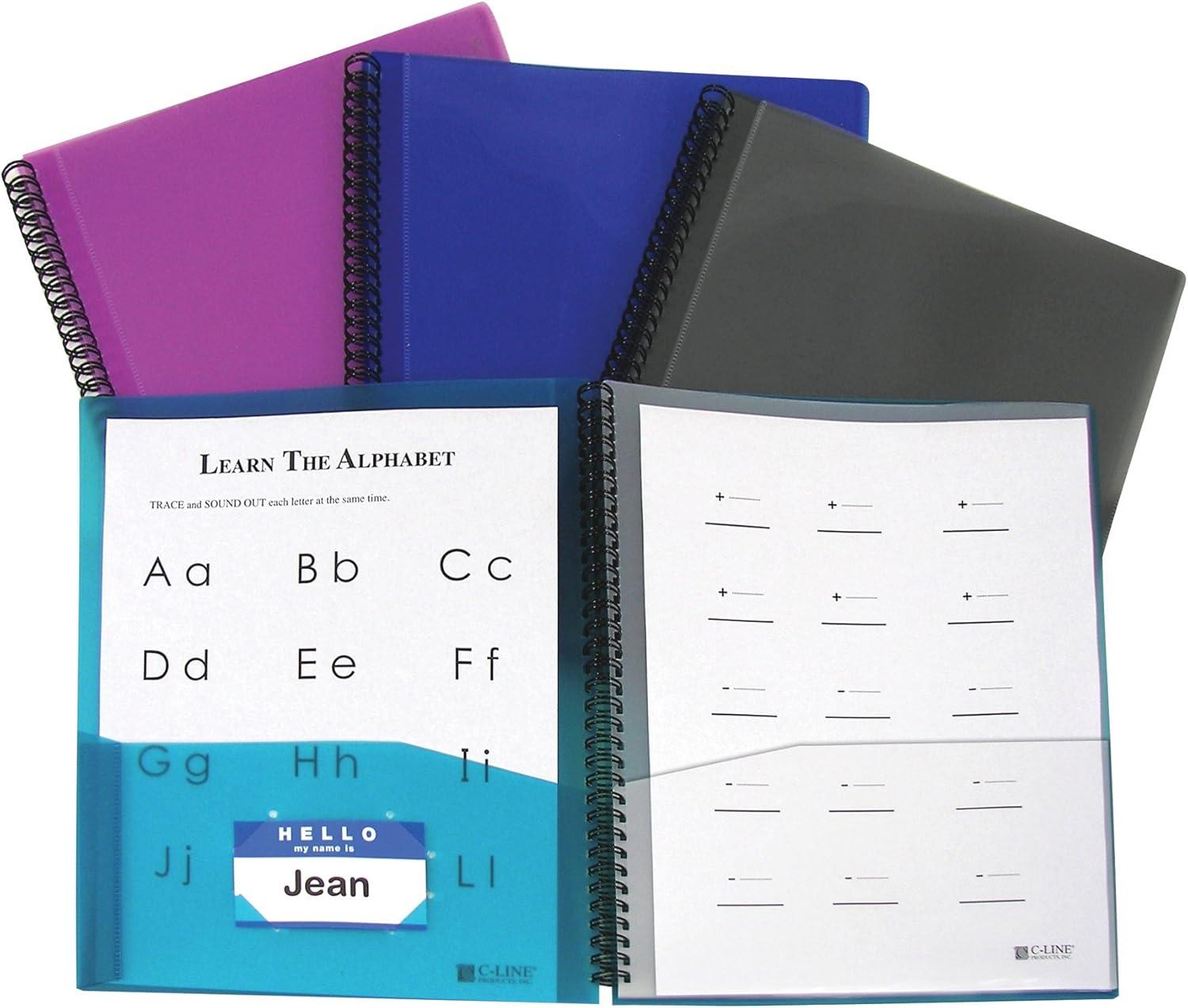 C-Line 8-Pocket Spiral-Bound Poly Portfolio, Assorted Tropic Tones, Single