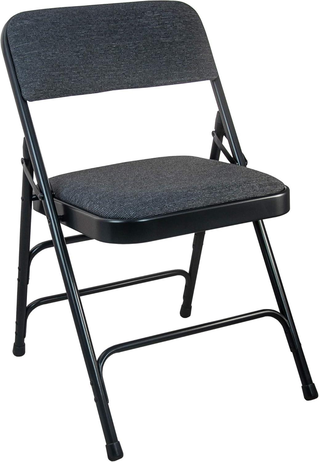 Black Metal and Fabric Armless Folding Chair Set