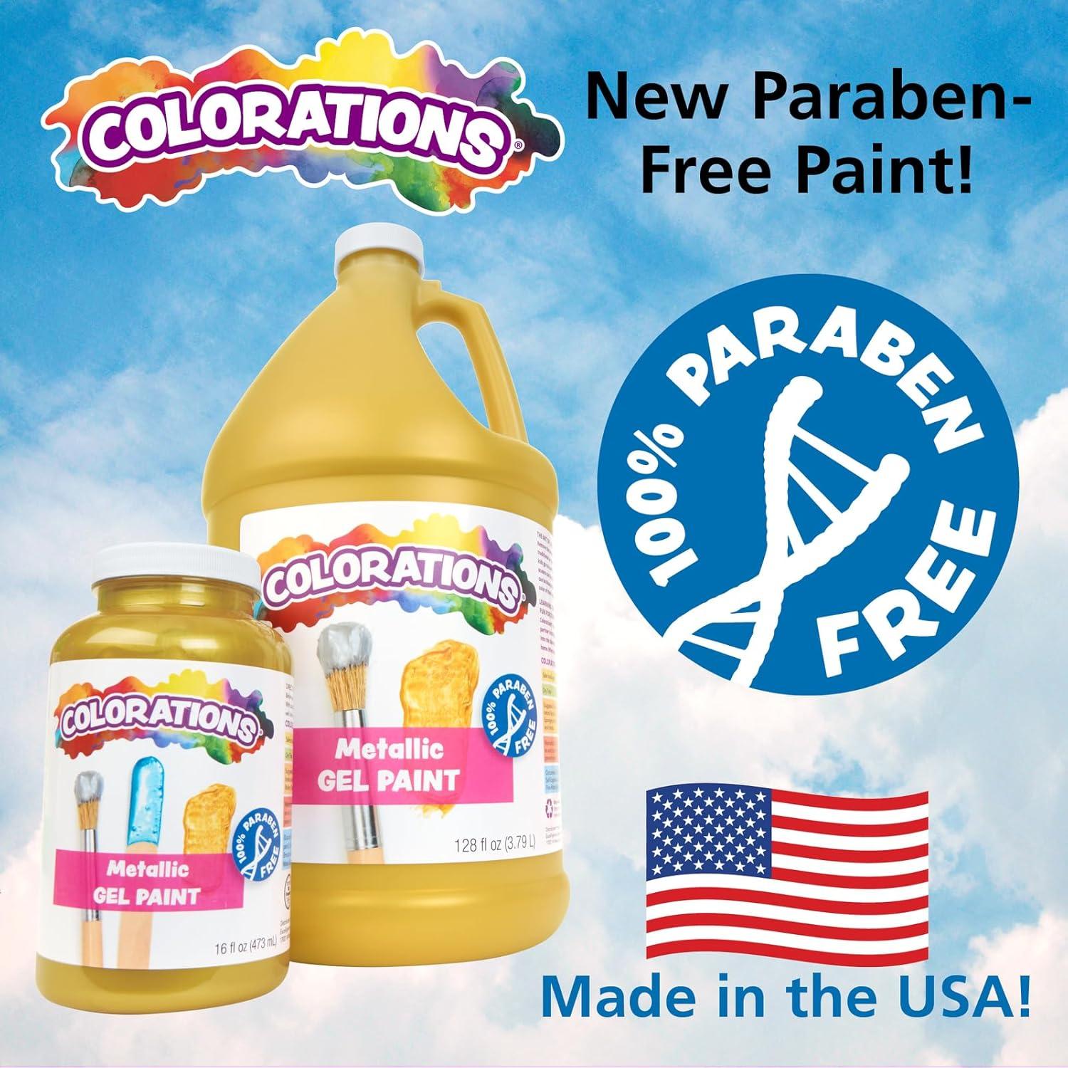 Colorations Paraben-Free Metallic Gel Paint, Silver - 16 oz.