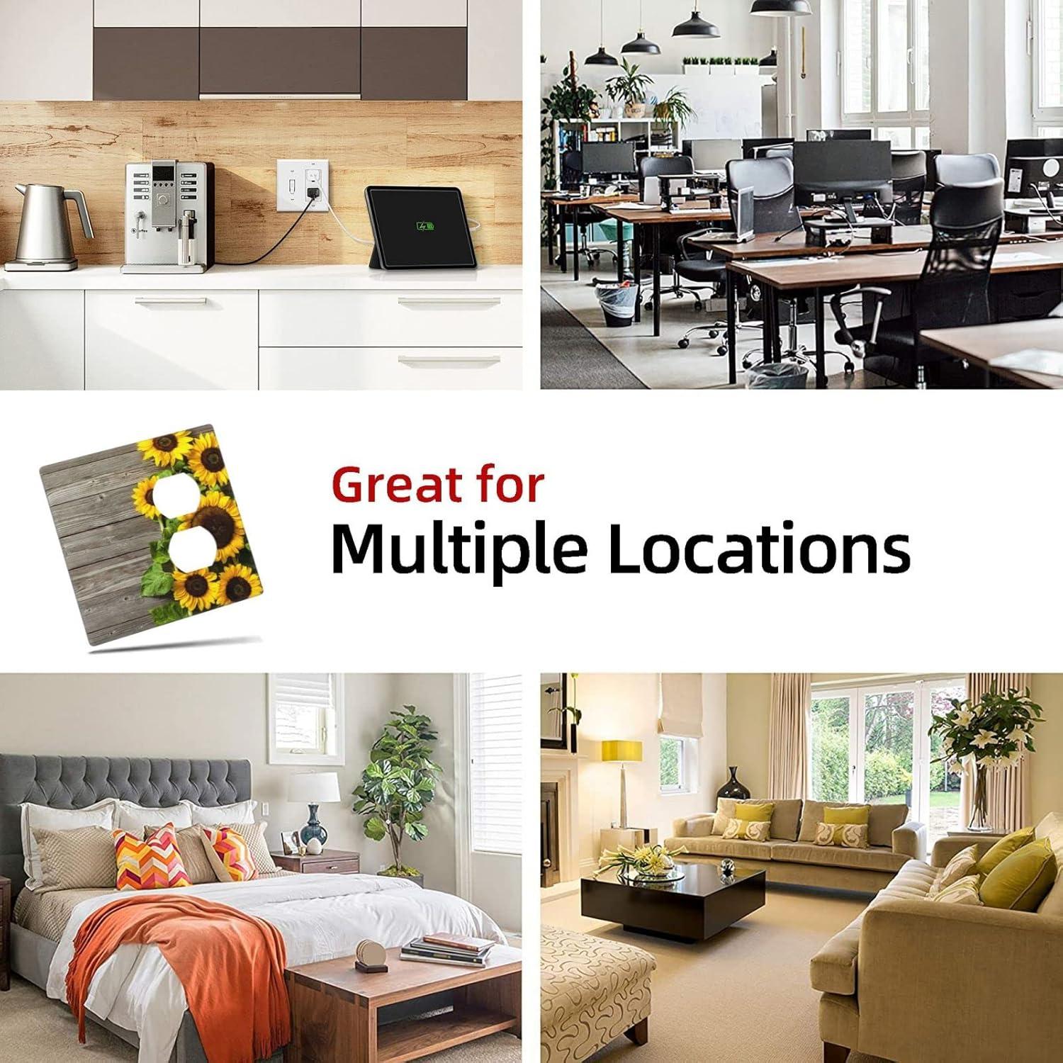 ZICANCN Outlet Covers Wall Plate, Sunflowers Nature Beige Background Light Switch Cover Decorative, Duplex Toggle Combo 1-Gang