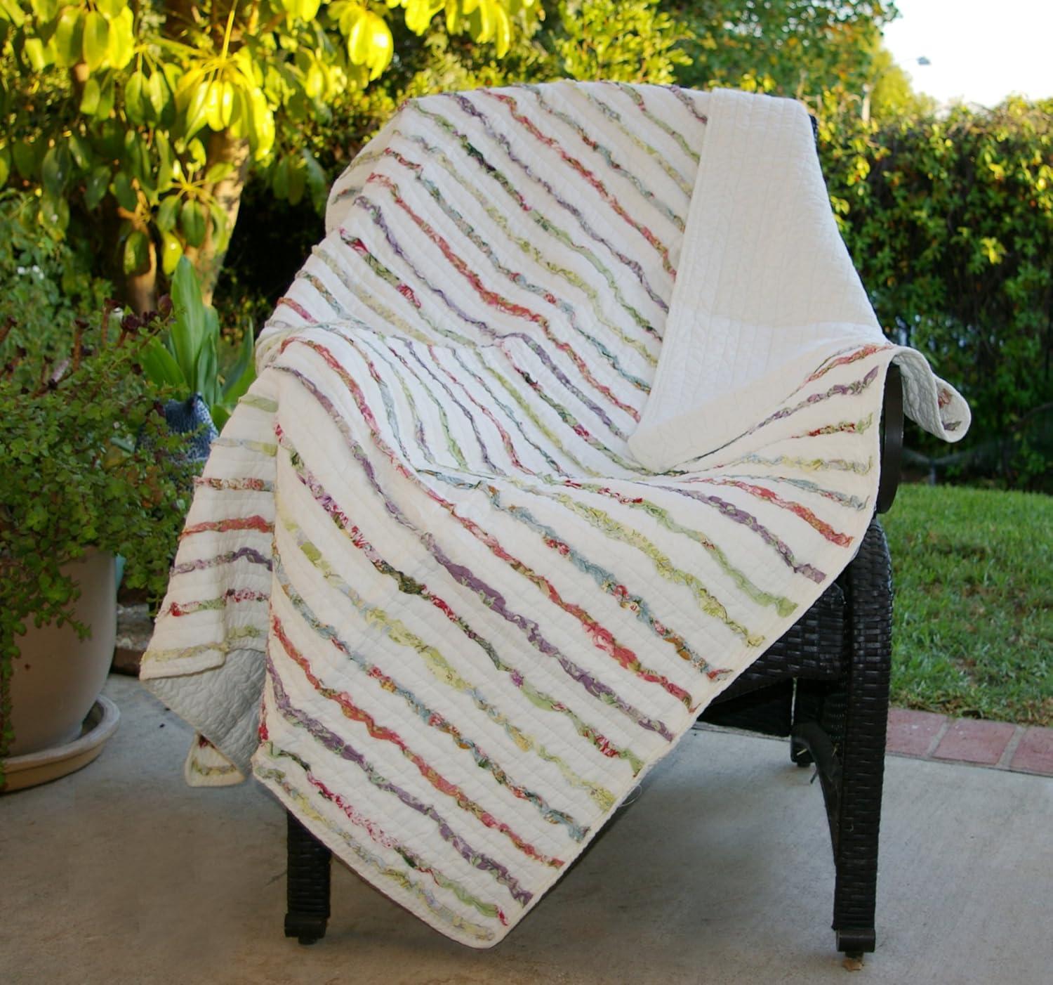 Bella Ruffle 100% Cotton Quilted Throw