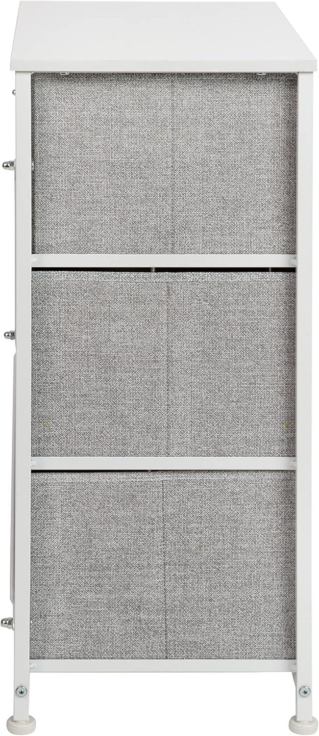 Flash Furniture Malone 3 Drawer Vertical Storage Dresser with Wood Top & Fabric Pull Drawers