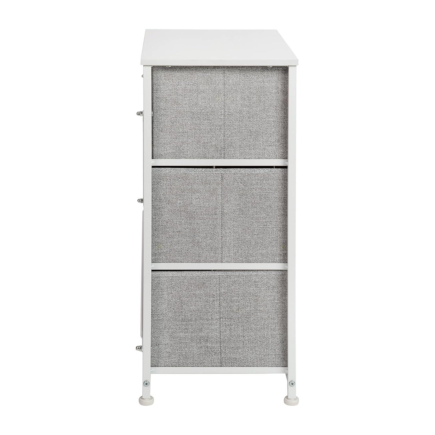Flash Furniture Malone 3 Drawer Vertical Storage Dresser with Wood Top & Fabric Pull Drawers