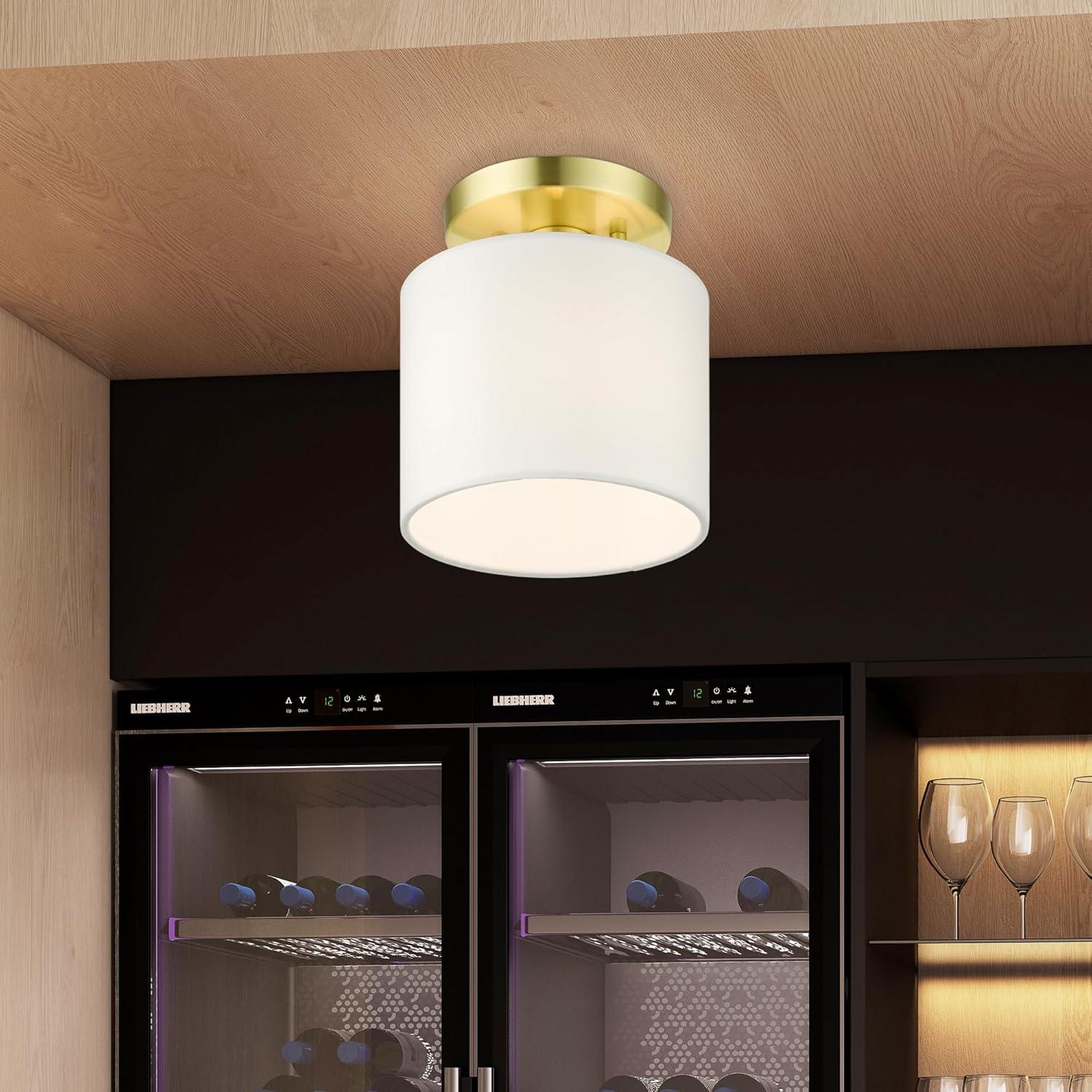 Livex Lighting Meridian 1 - Light Semi-Flush Mount in  Satin Brass