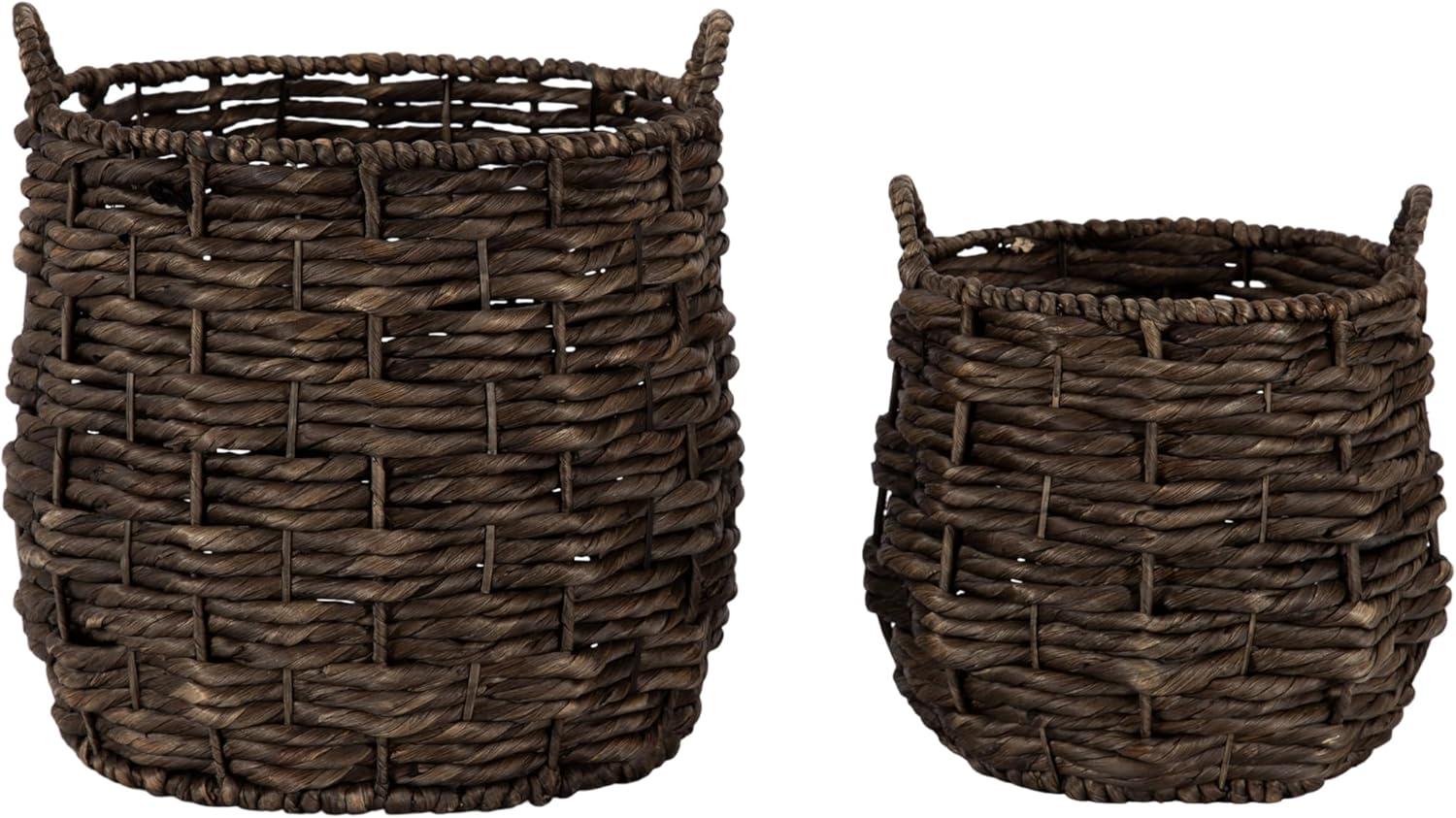 Kate and Laurel Livia Moderno Juego de Cestas Tejidas de Dos Piezas, 16 x 16 y 13 x 13, Jacinto de Agua Natural, Cestas de Mimbre Natural Transicionales para Usar Como Maceteros Tejidos O Cestas Tipo Manta para Sala de Estar