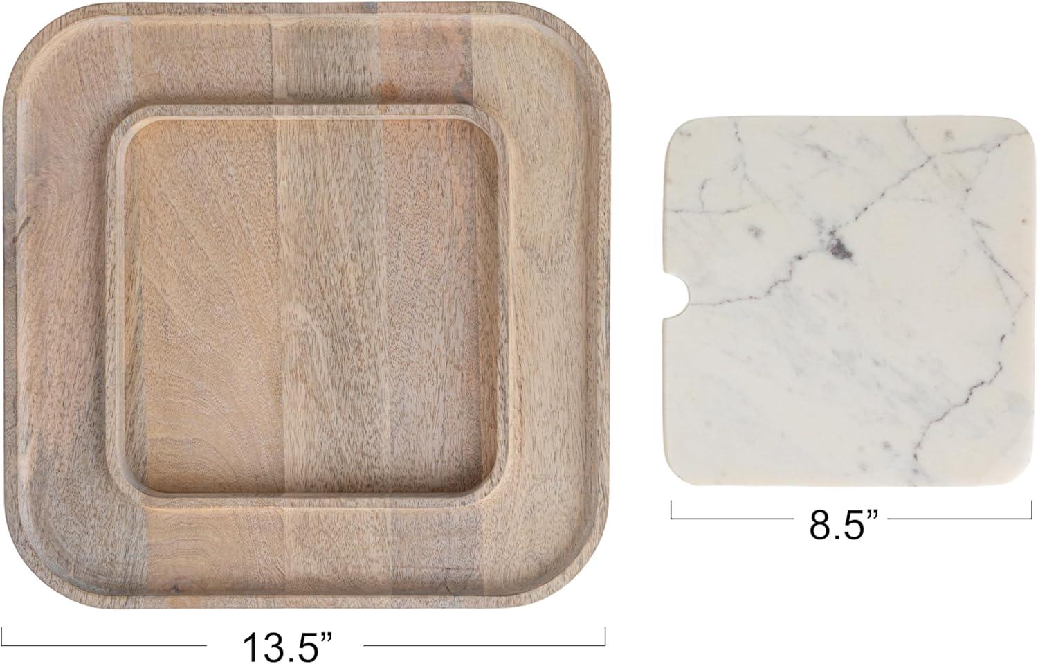 Marble And Wood Cutting Board On A Dish