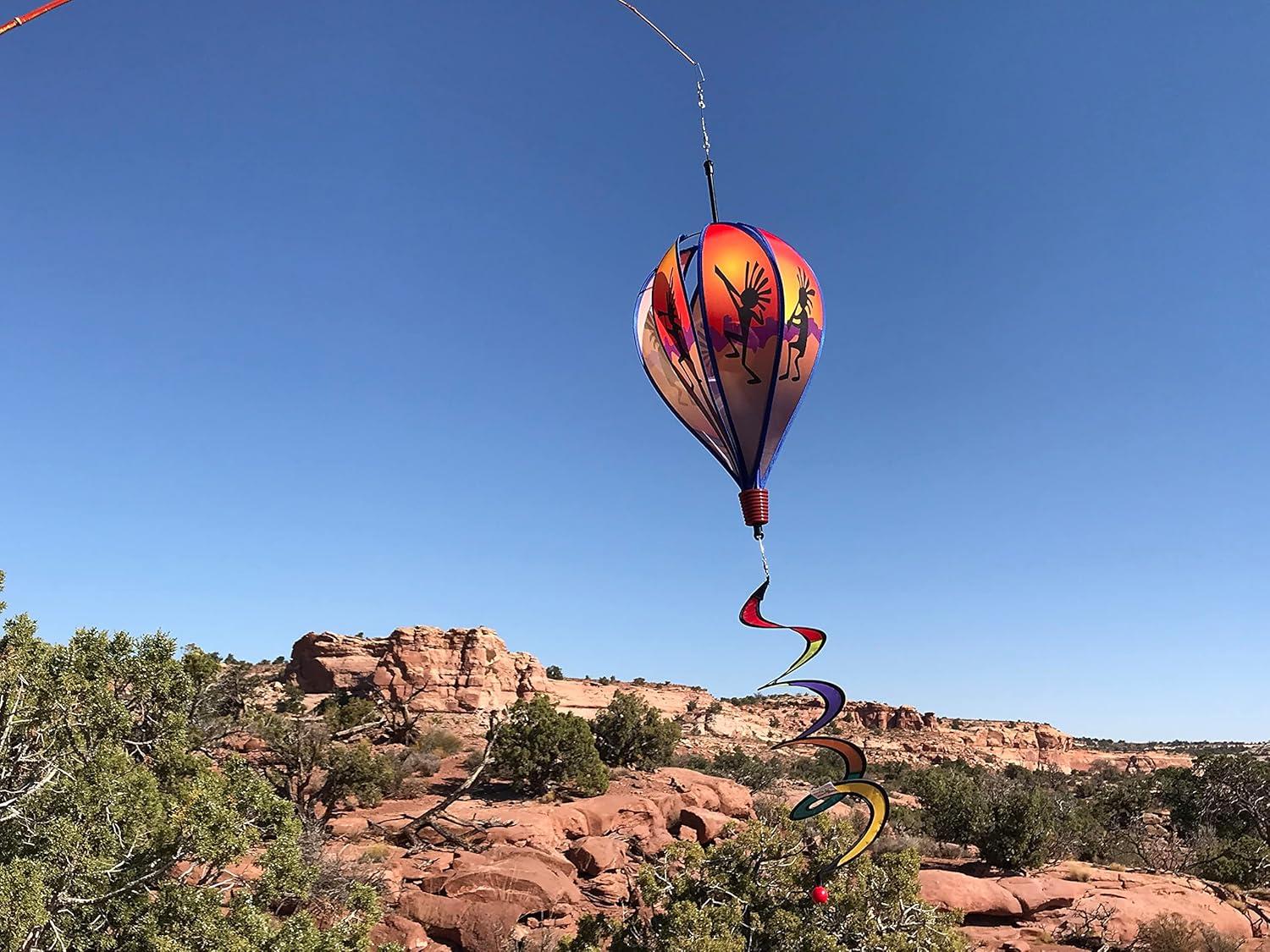 In the Breeze 1049 — Kokopelli 6-Panel Kinetic Hot Air Balloon - Garden Wind Spinner