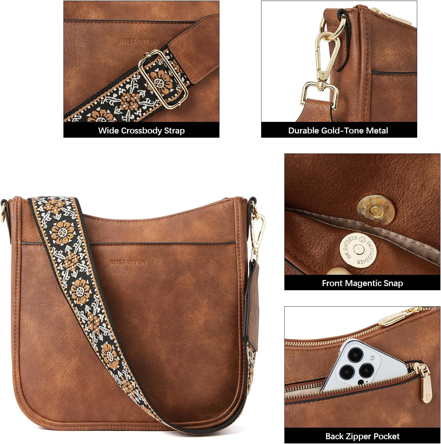Telena Crossbody Purses for Women Trendy Vegan Leather Purses Bucket Hobo Bags Handbags with Adjustable Guitar Strap
