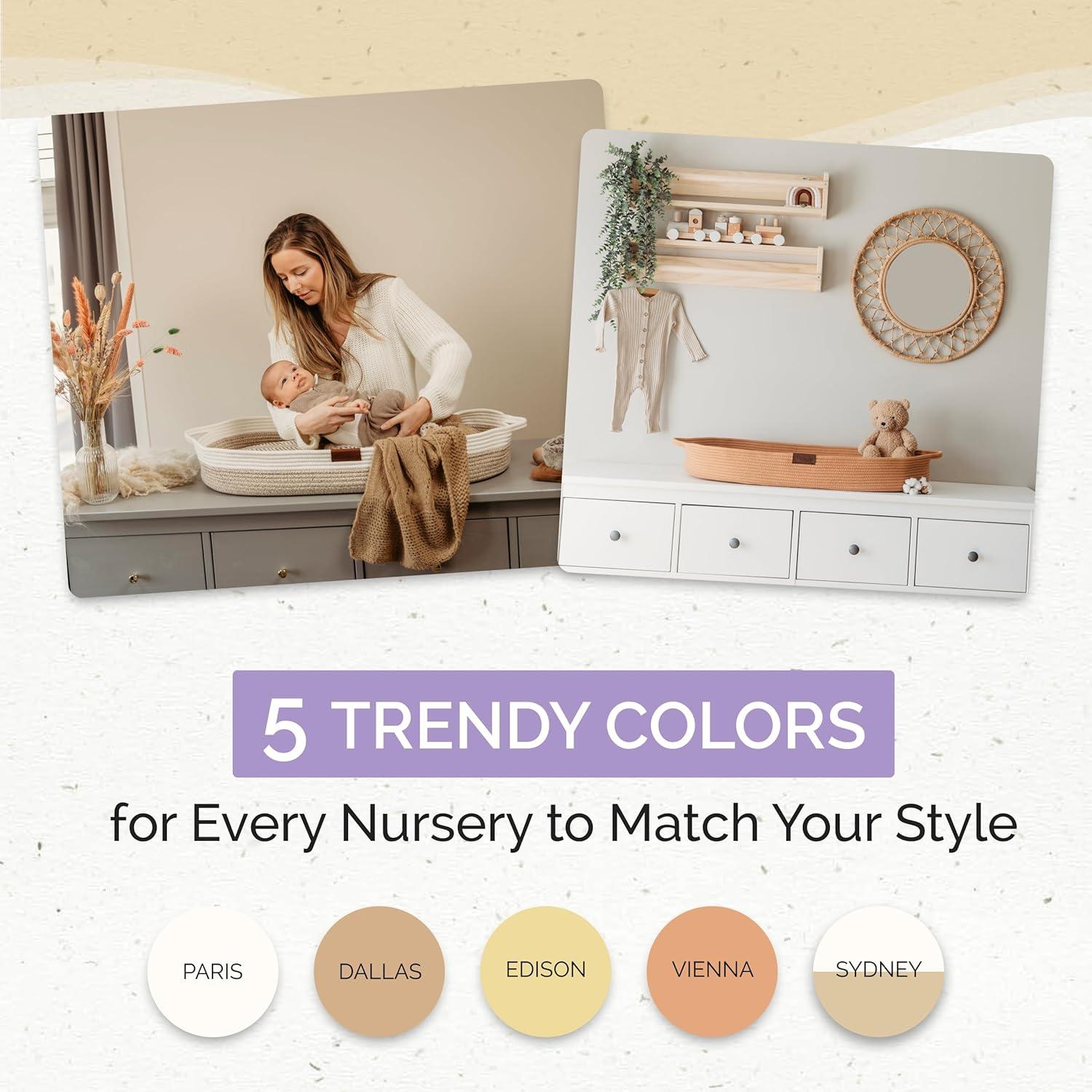 Baby Changing Basket, Portable Diaper Changing Pad, Moses Basket for Newborns, Changing Table Topper for Baby Nursery, Waterproof Travel Pad Cover, White