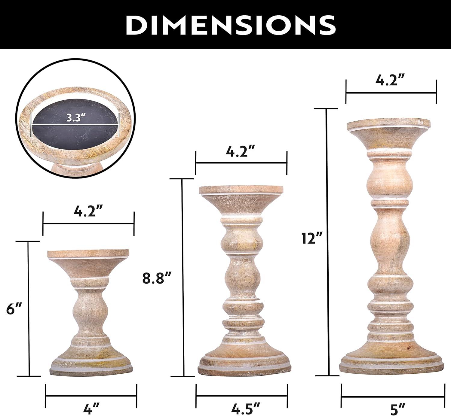 Mela Artisans Set of 3 Wood Candle Holders