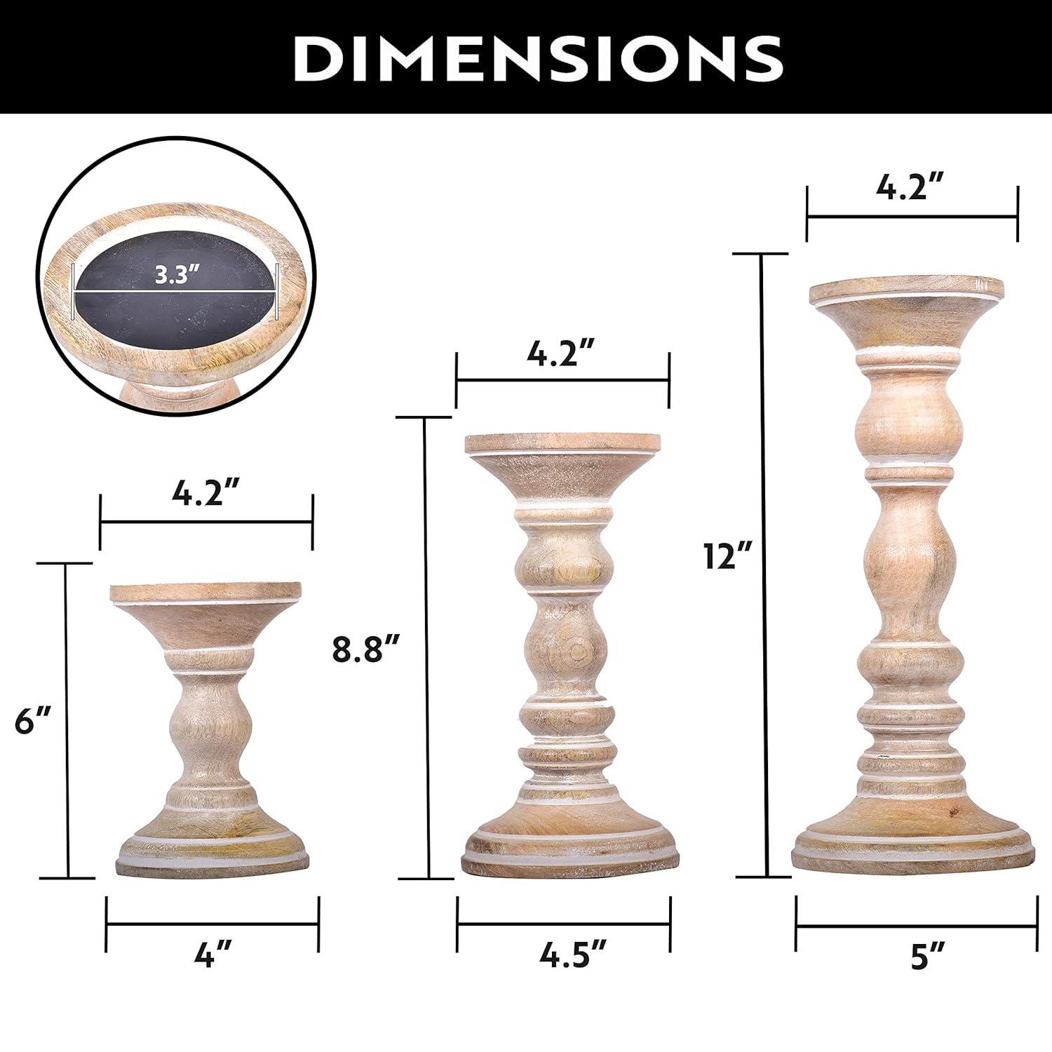 Mela Artisans Set of 3 Wood Candle Holders