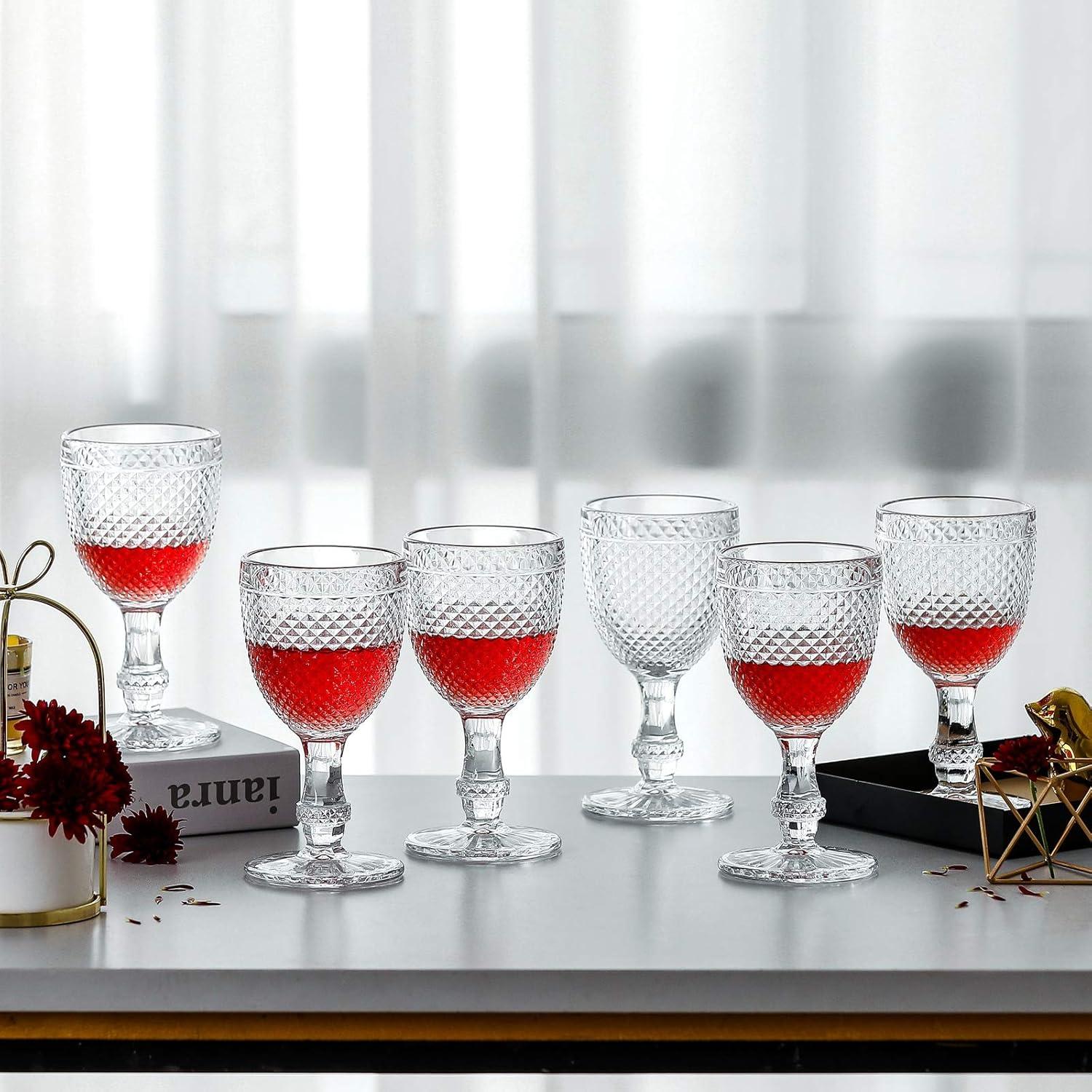 HOMEW Chroma Collection Wine Goblets Glasses set of 6, 10.6 oz
