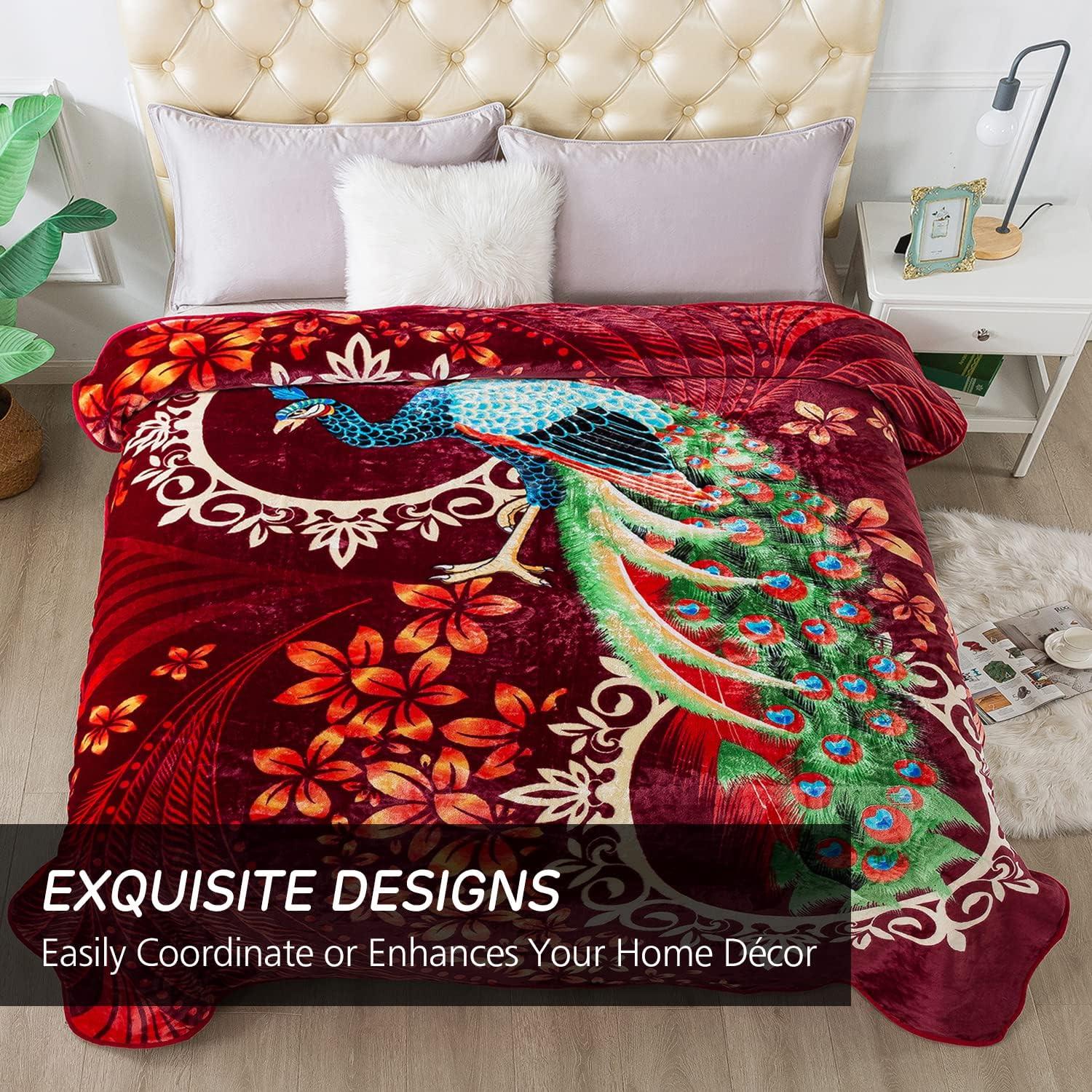 JYK Plush Fleece Blanket Queen Size 91" x 75", 3.7LBs 1 Ply Soft Korean Mink Warm Lightweight Bed Blanket for Autumn Winter