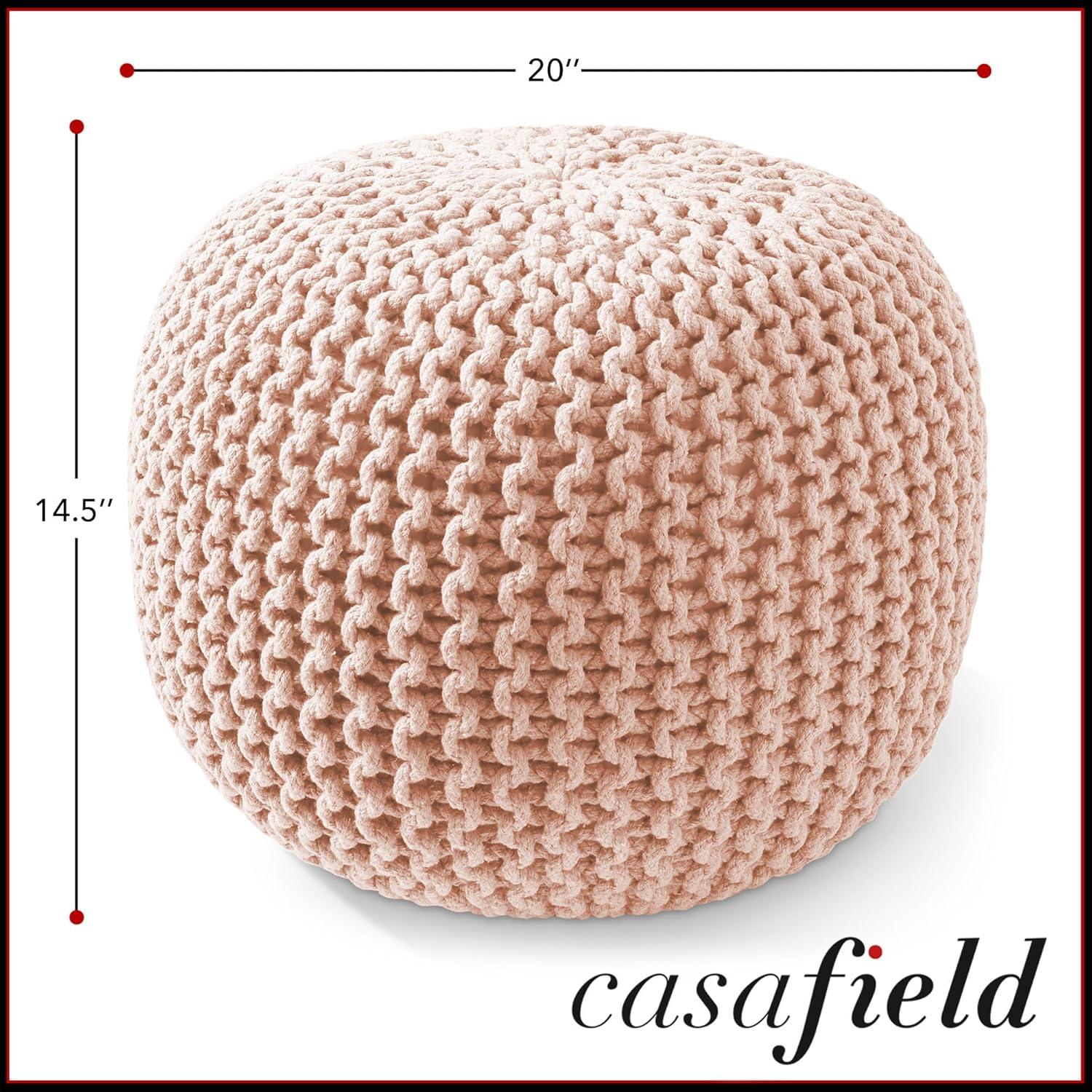 Casafield Pouf Ottomans, Cotton Knit Foot Stools, Boho Floor Pouffes for Living Room